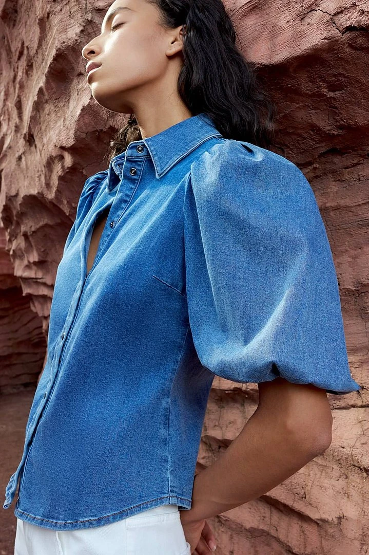 Blouse Dames Denim Pofmouw Lars 932