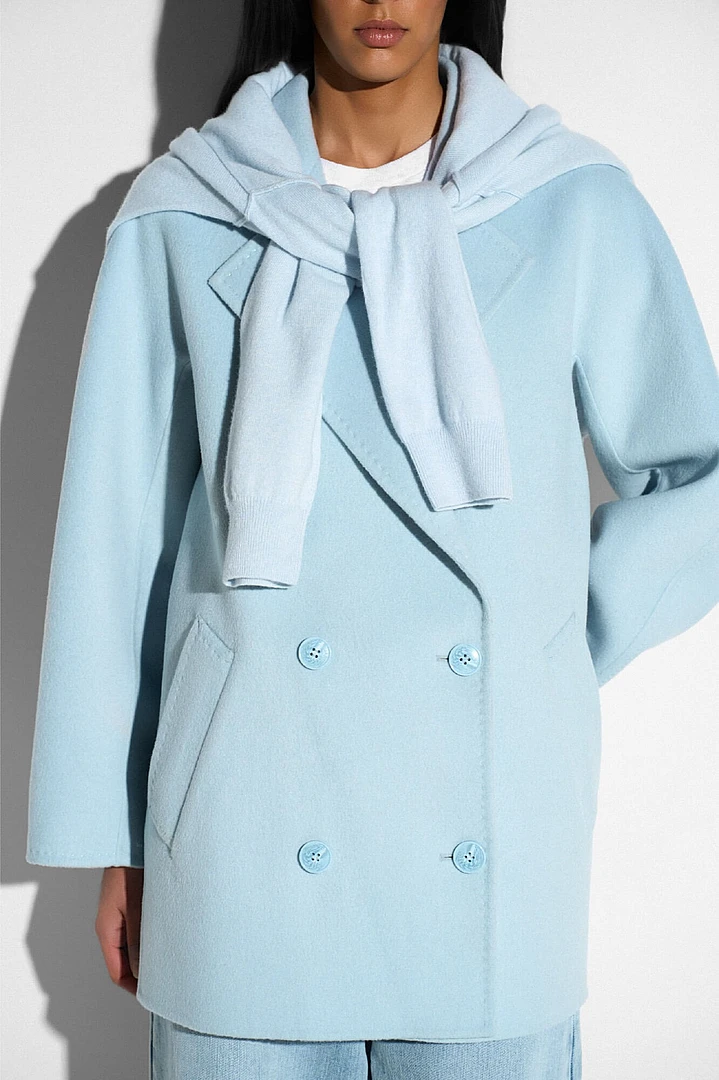 Cashmere Caban Jas Dames Double Face Kennedy Blauw