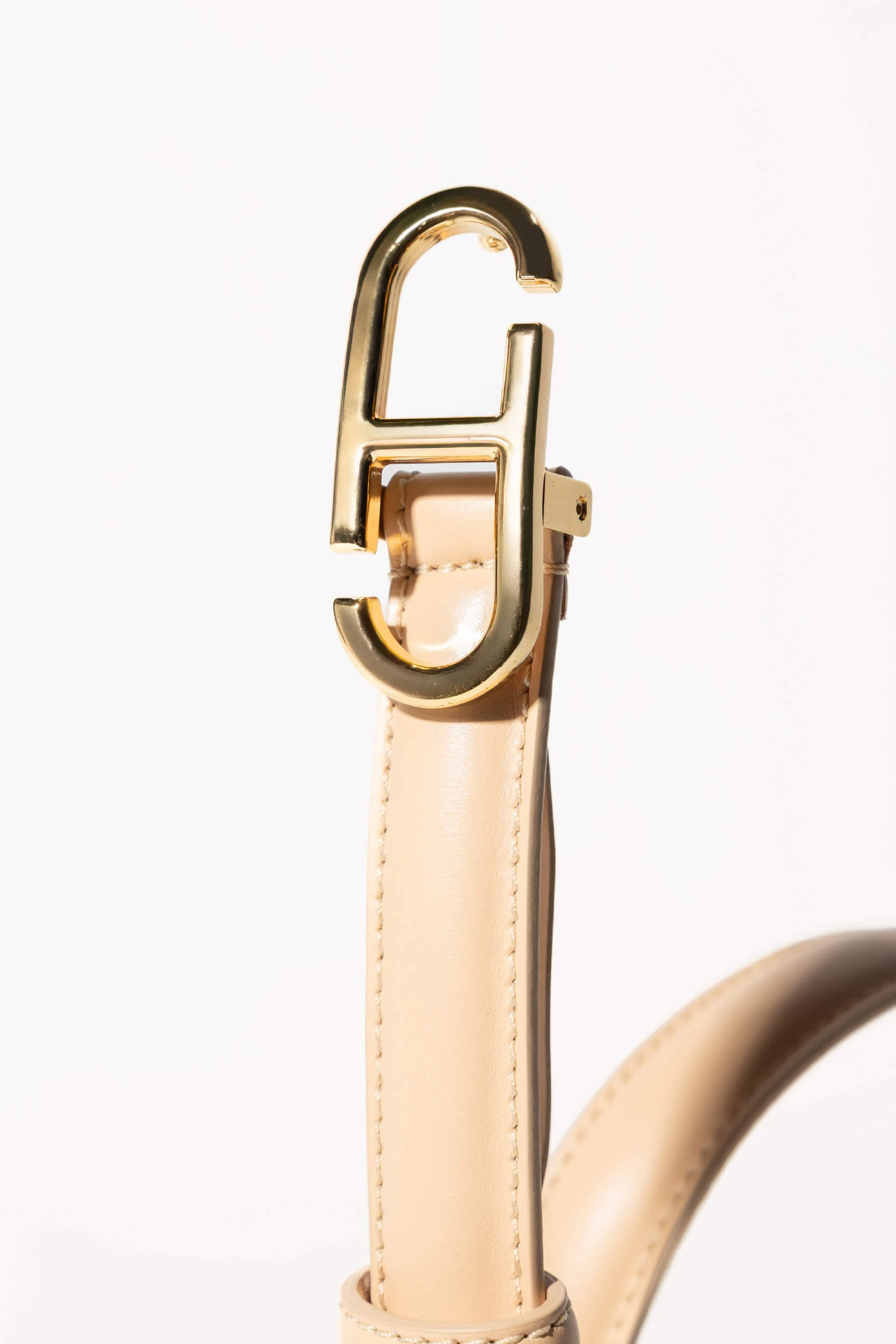 Leren Riem Dames Trophy Creme Gouden Buckle