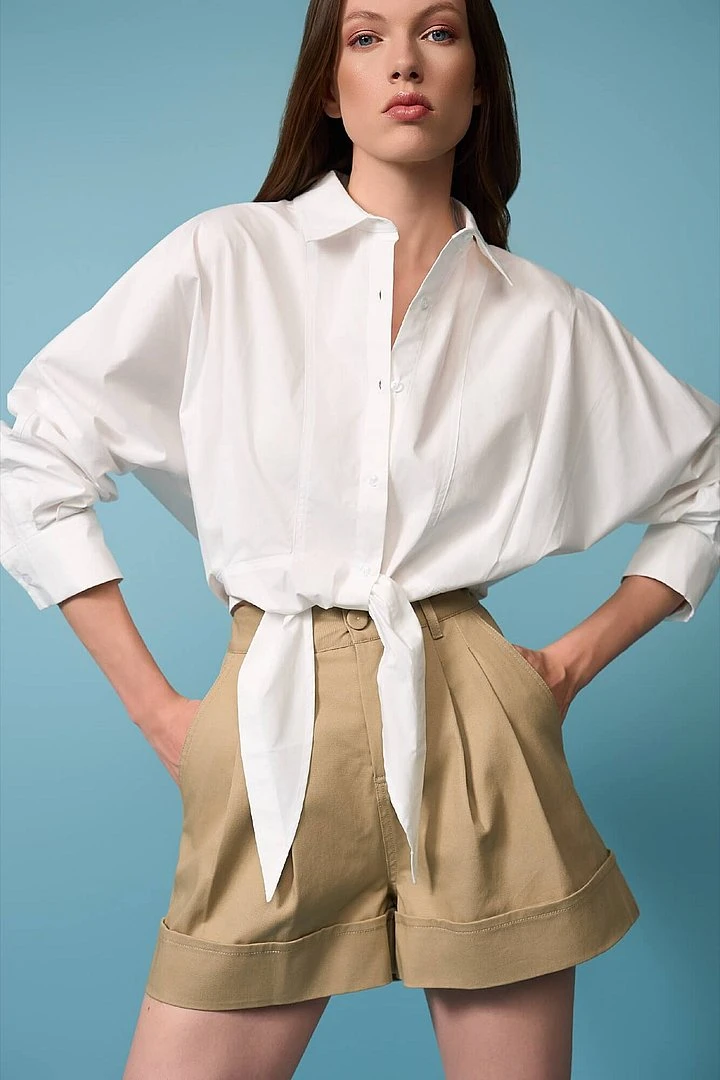 Beige Katoenen Shorts Dames Arthur