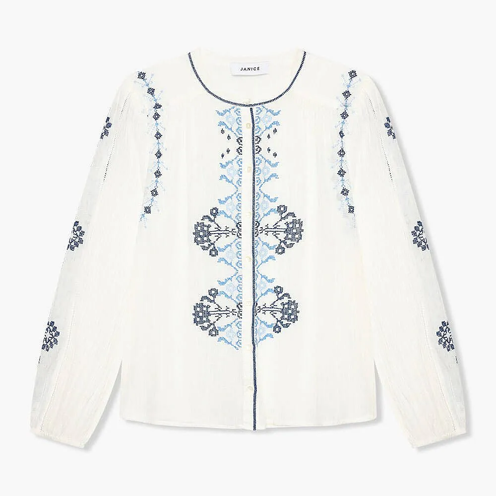Austin Blouse Wit Blauw