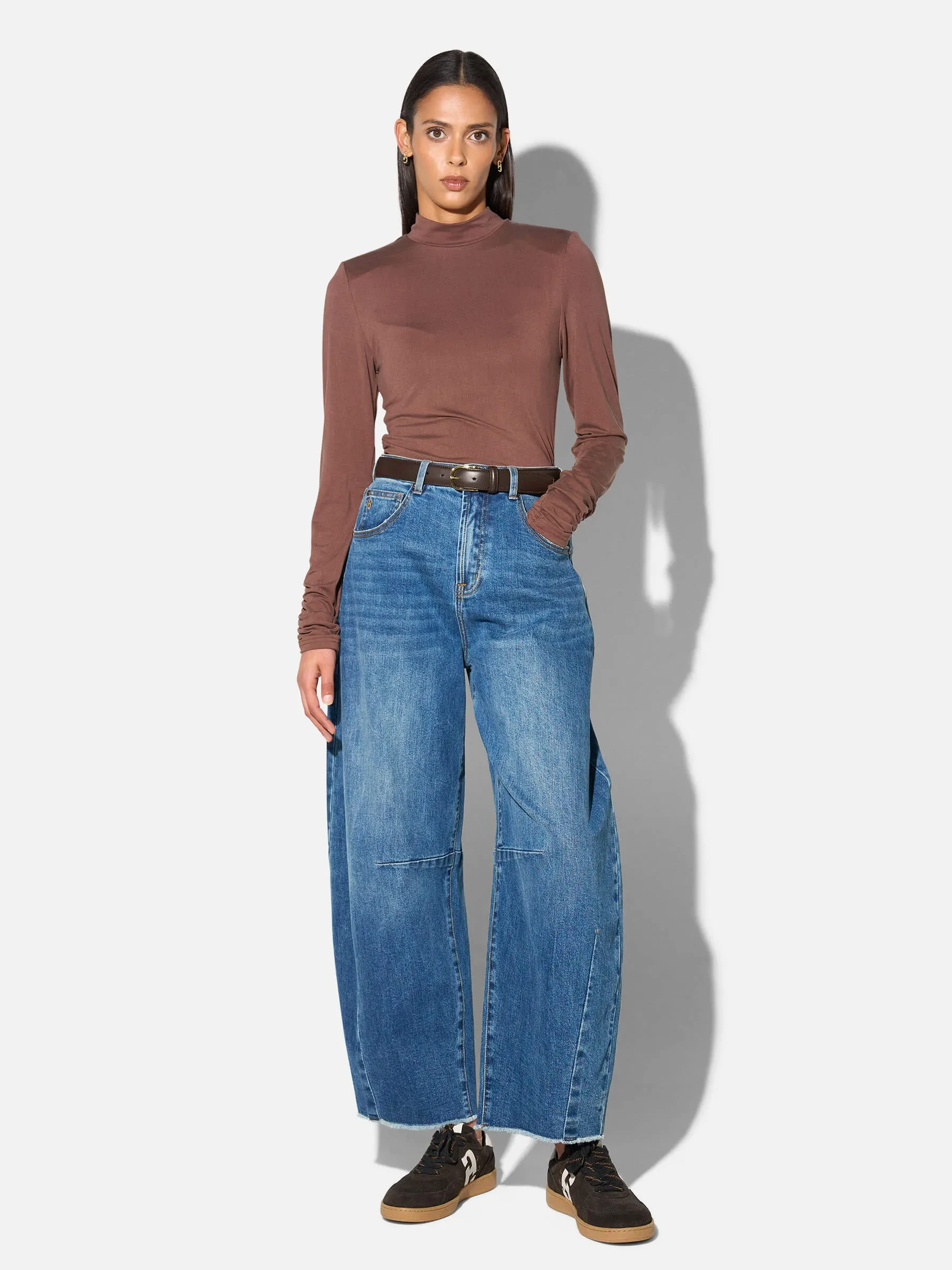 Barrel Jeans Dames Mid Rise Stretch Billy Blauw 258