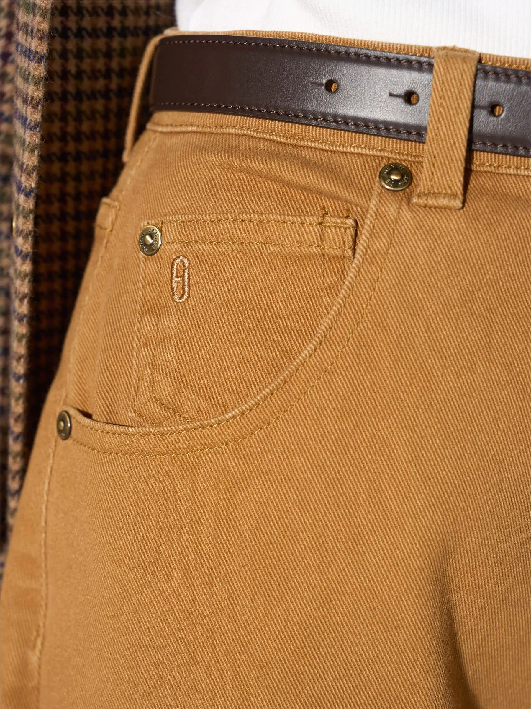 Barrel Jeans Dames Mid Rise Stretch Billy Cognac