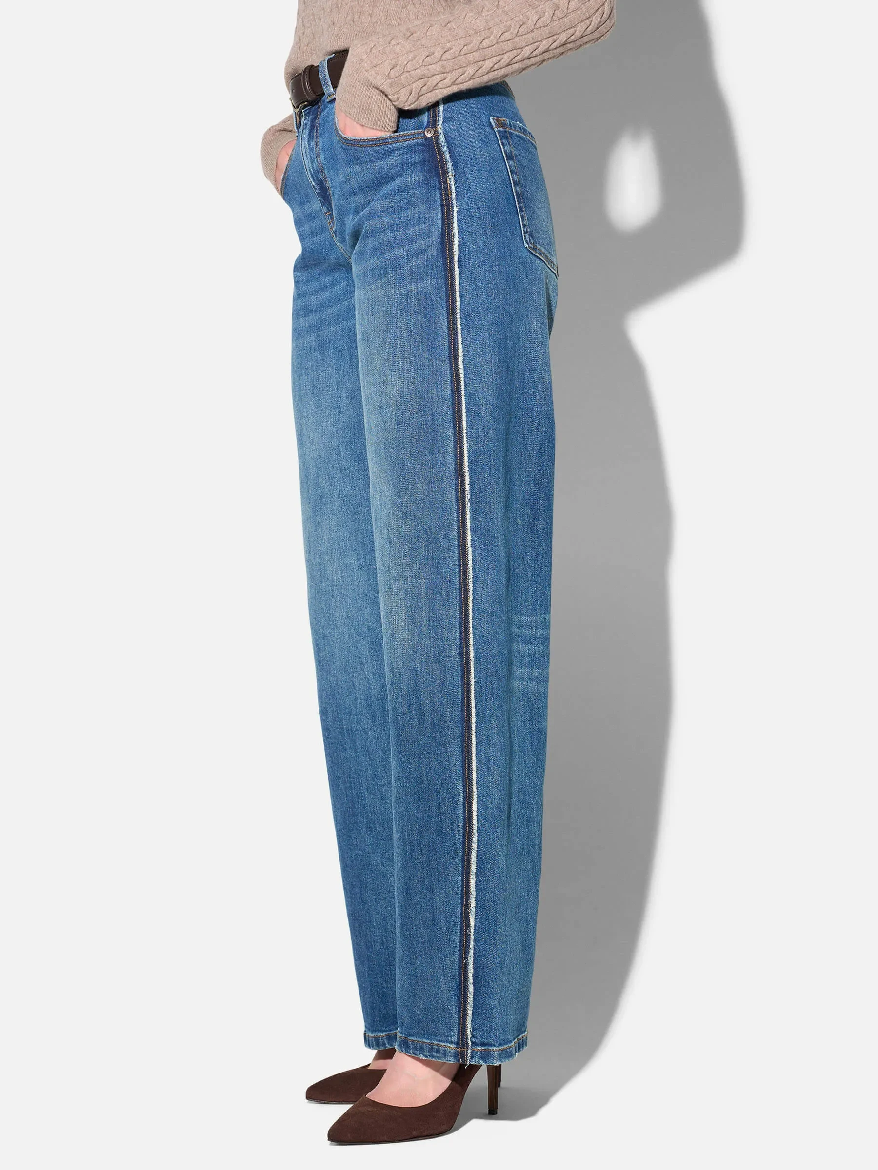 Barrel Jeans Dames Stretch Mid Rise Baxter Blauw 258