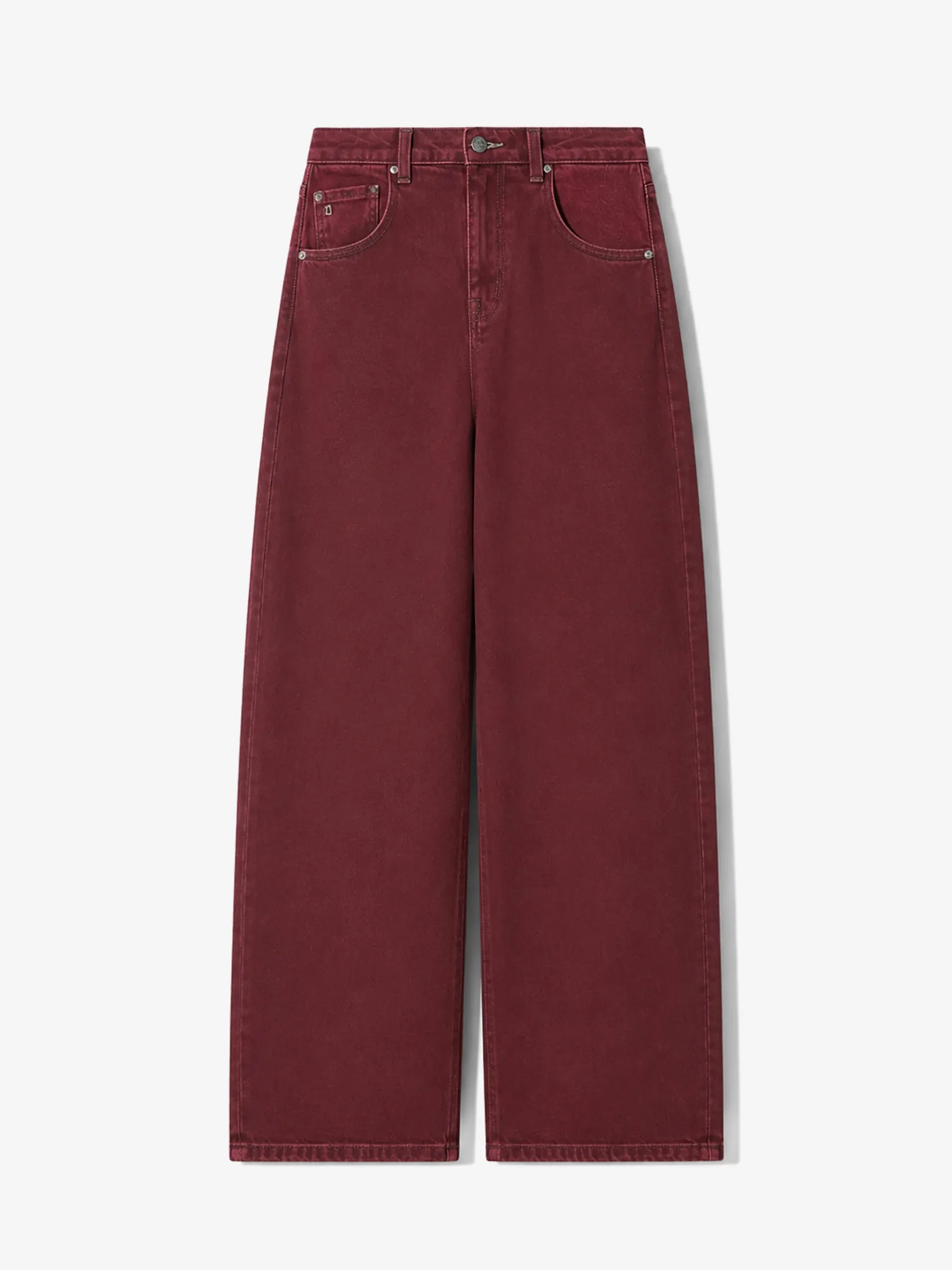 Barrel Jeans Dames Stretch Mid Rise Baxter Burgundy