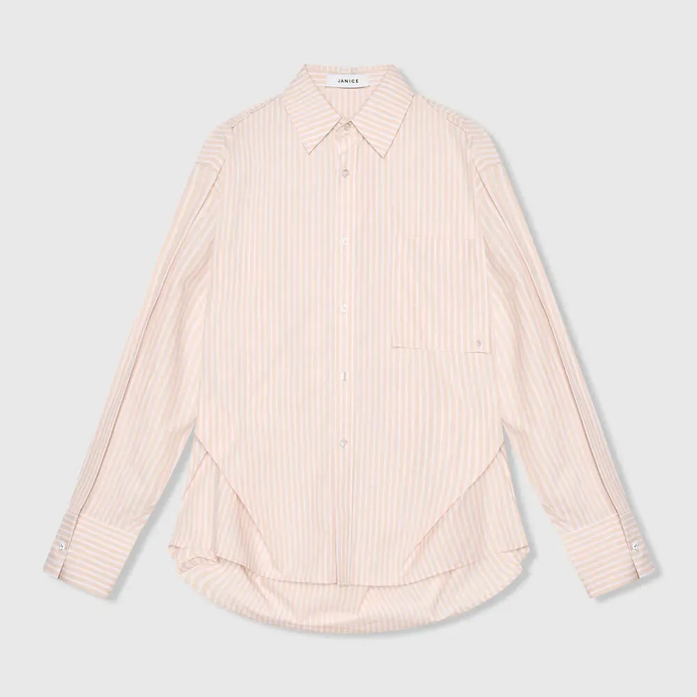 Beige Gestreepte Dames Blouse Phil