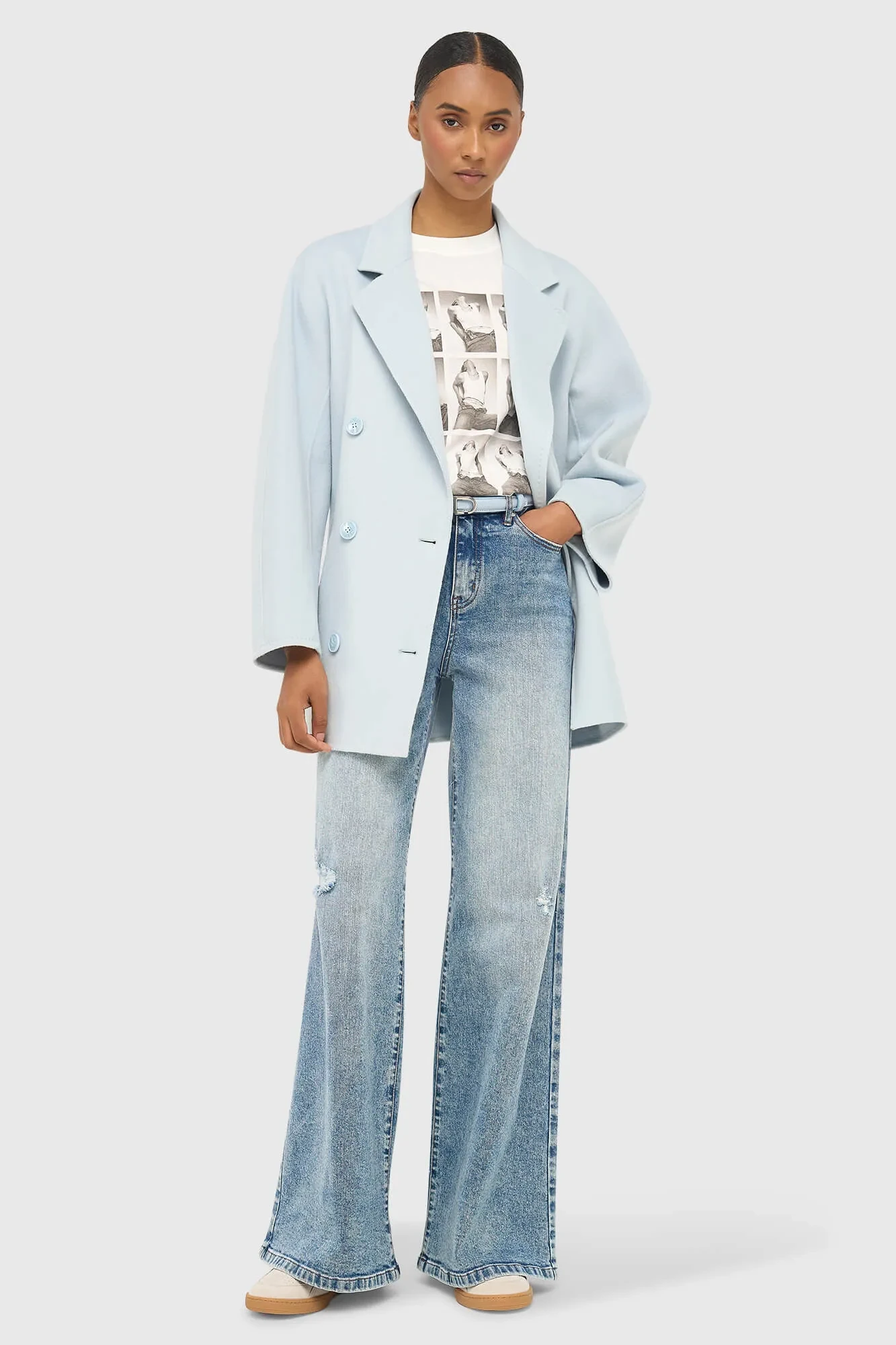Cashmere Caban Jas Dames Double Face Kennedy Blauw