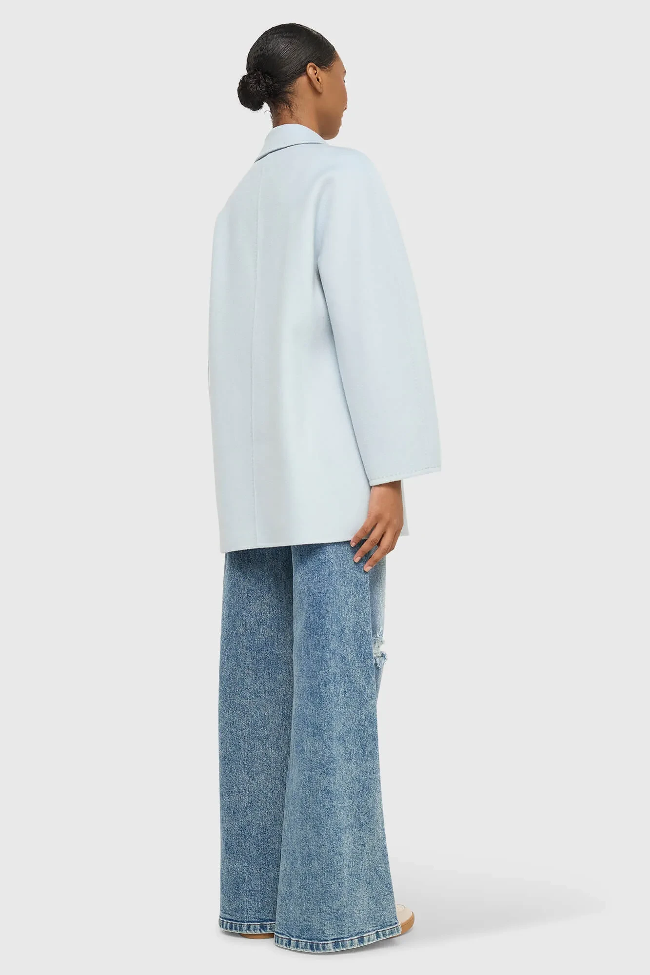 Cashmere Caban Jas Dames Double Face Kennedy Blauw