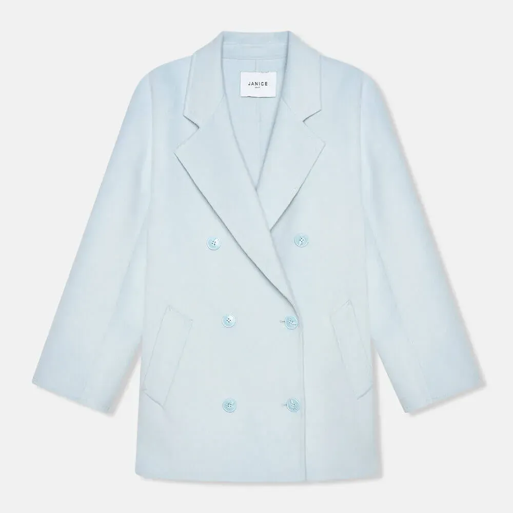 Cashmere Caban Jas Dames Double Face Kennedy Blauw