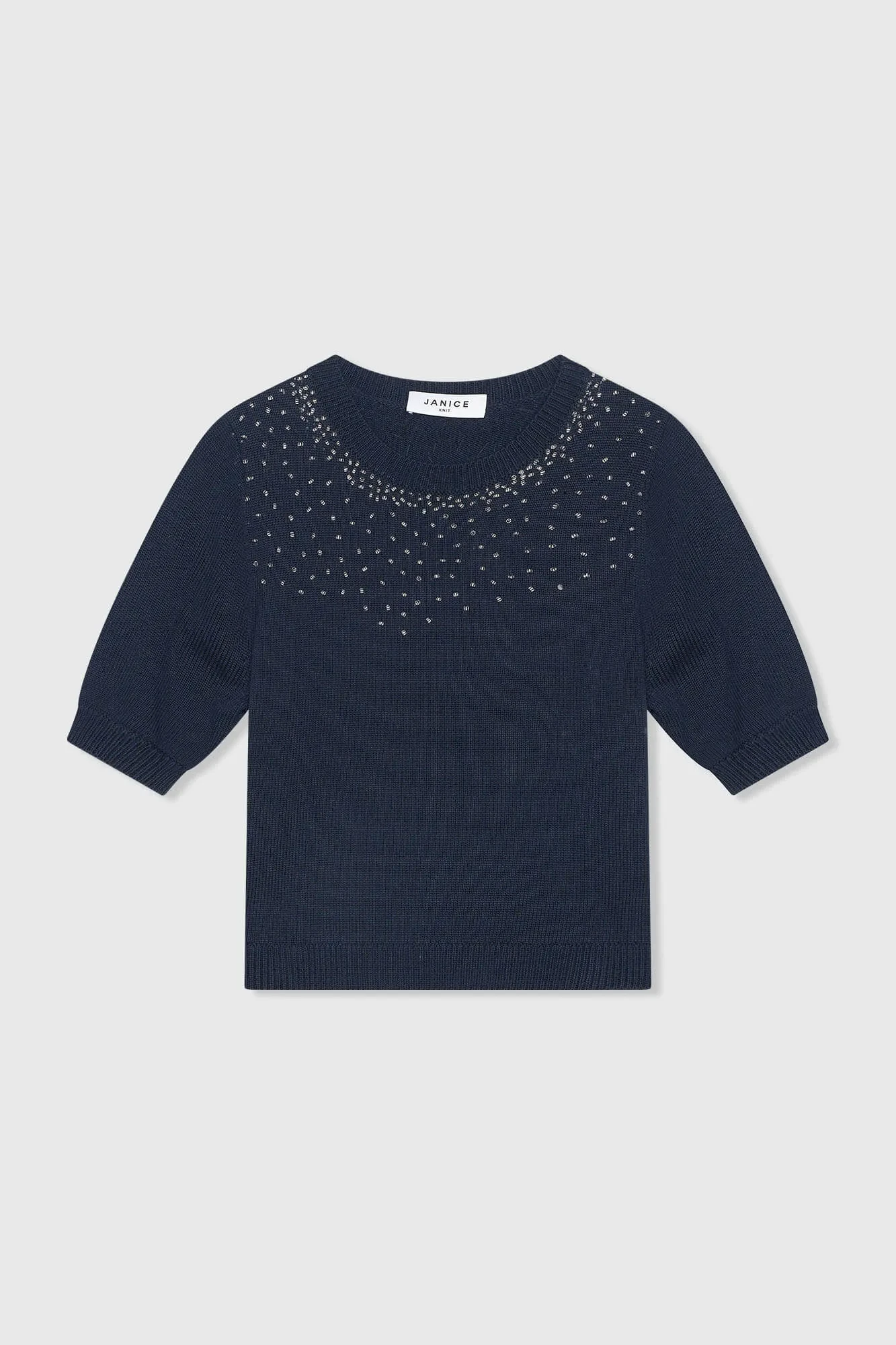 Blauw Katoenen Dames Truitje Met Steentjes Barret