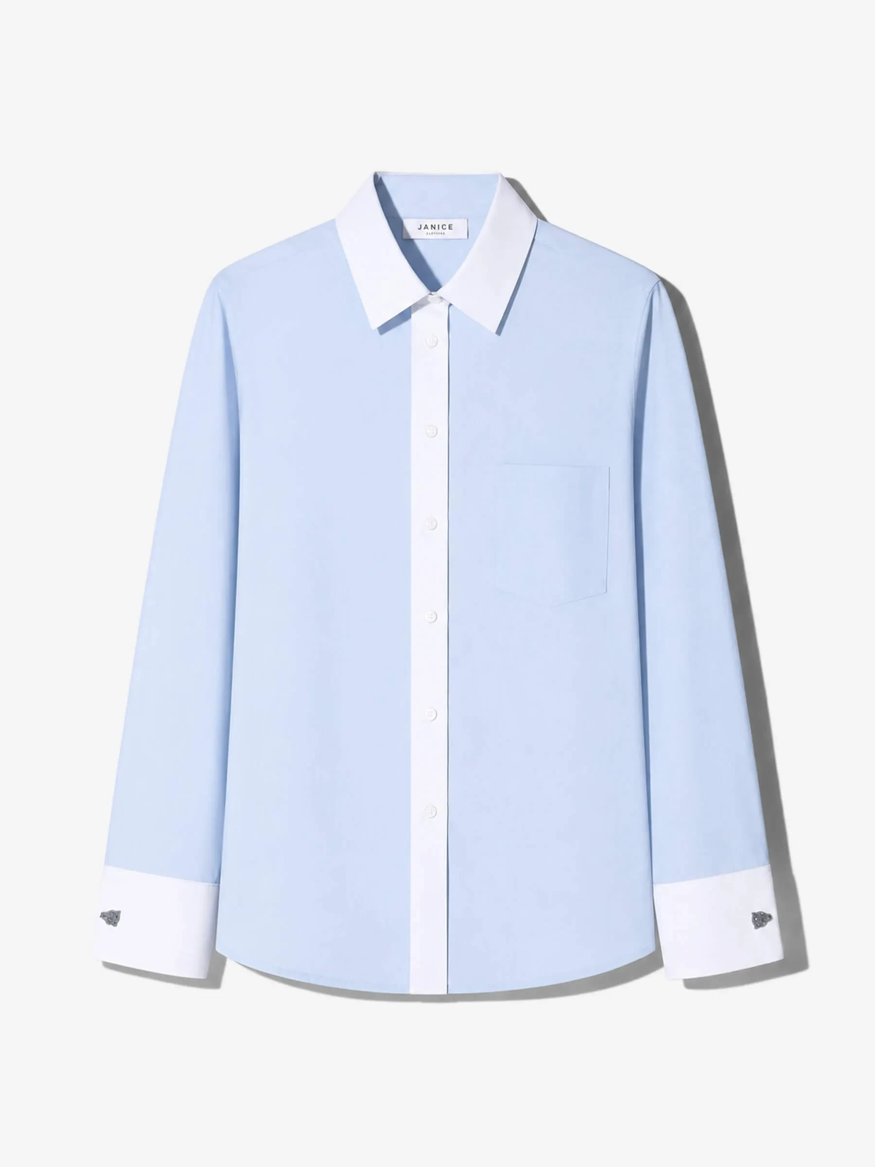 Blauwe Blouse Dames Katoen Boyfriend Russ