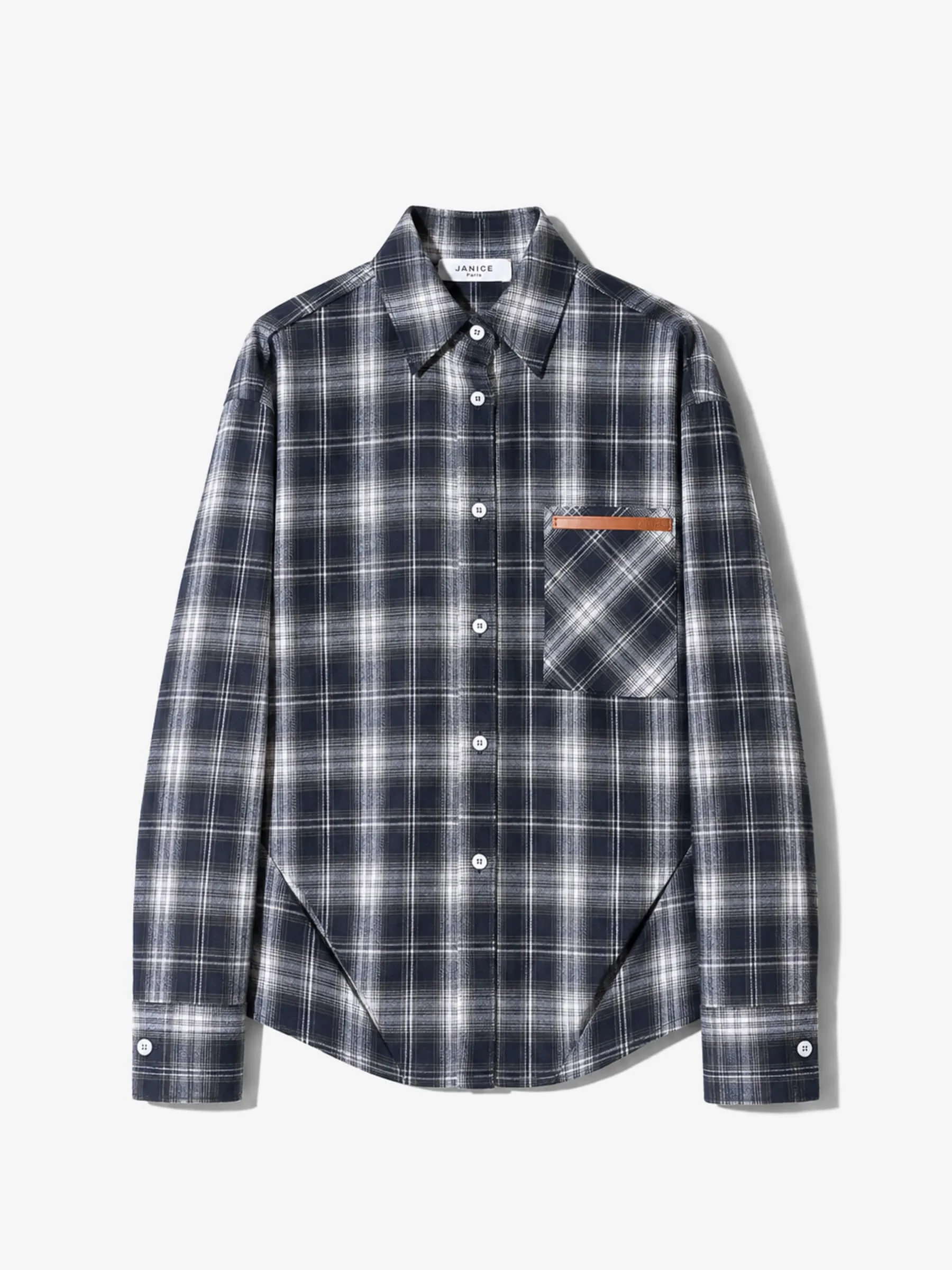 Blauwe Dames Blouse Katoen Oversized Ruiten Phil