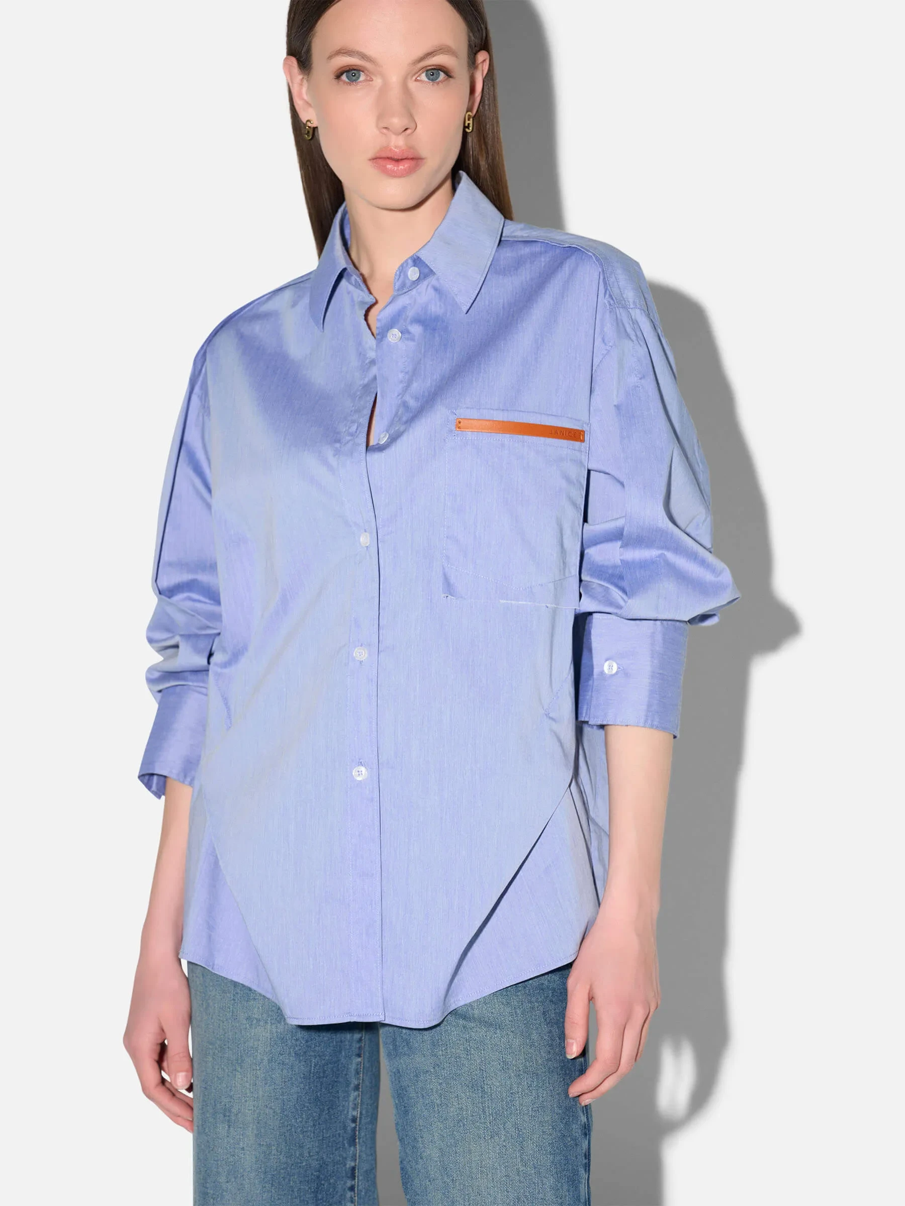 blauwe katoenen oversized blouse dames phil