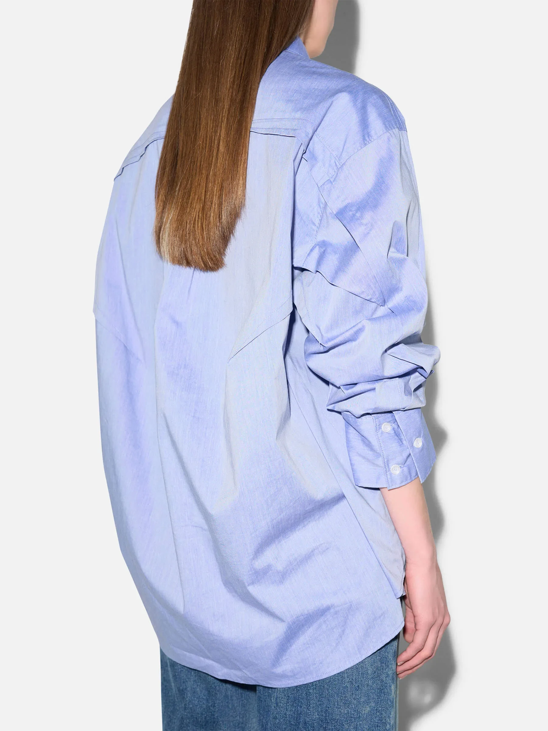 blauwe katoenen oversized blouse dames phil