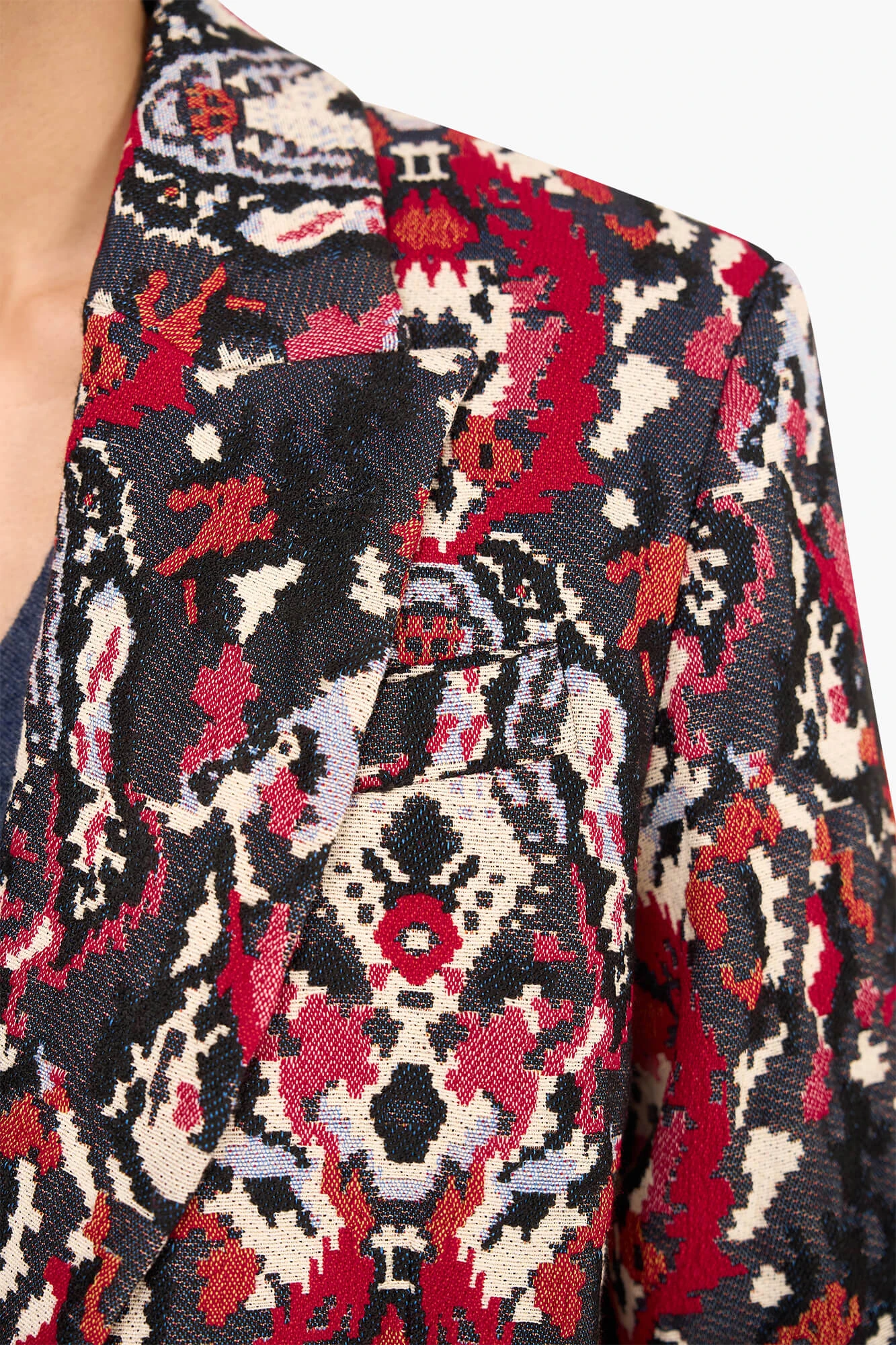 Oversized Blazer Dames Jacquard Hank Aztec Rood