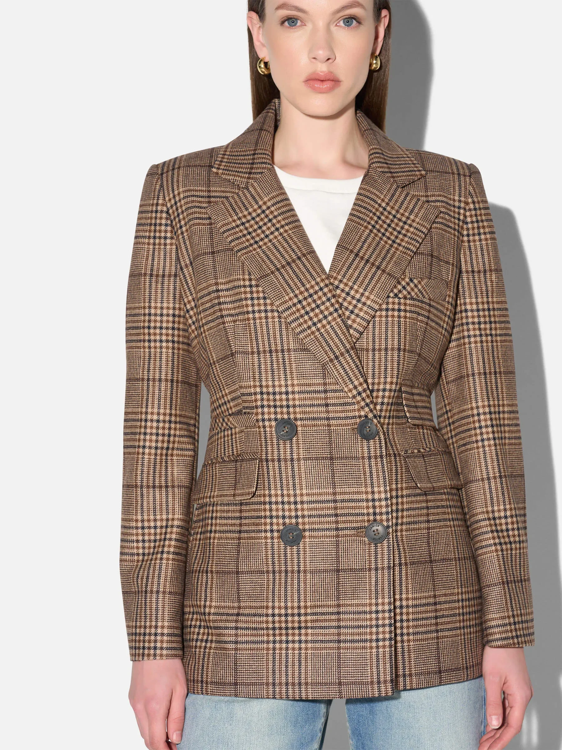 Blazer Dames Jasje Bruin Grote Ruit Martin