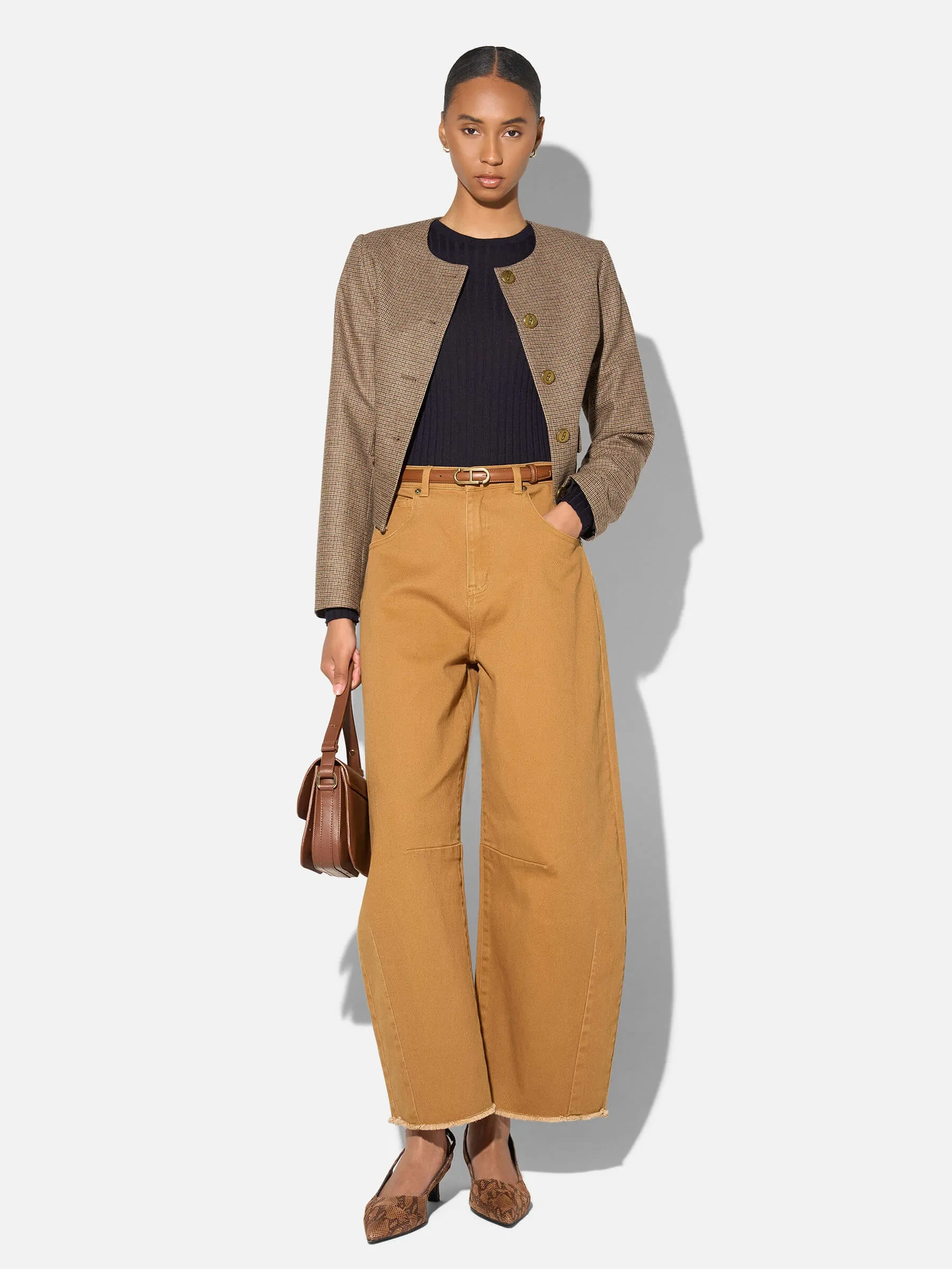 Blazer Dames Jasje Bruin Kleine Ruit Laurent
