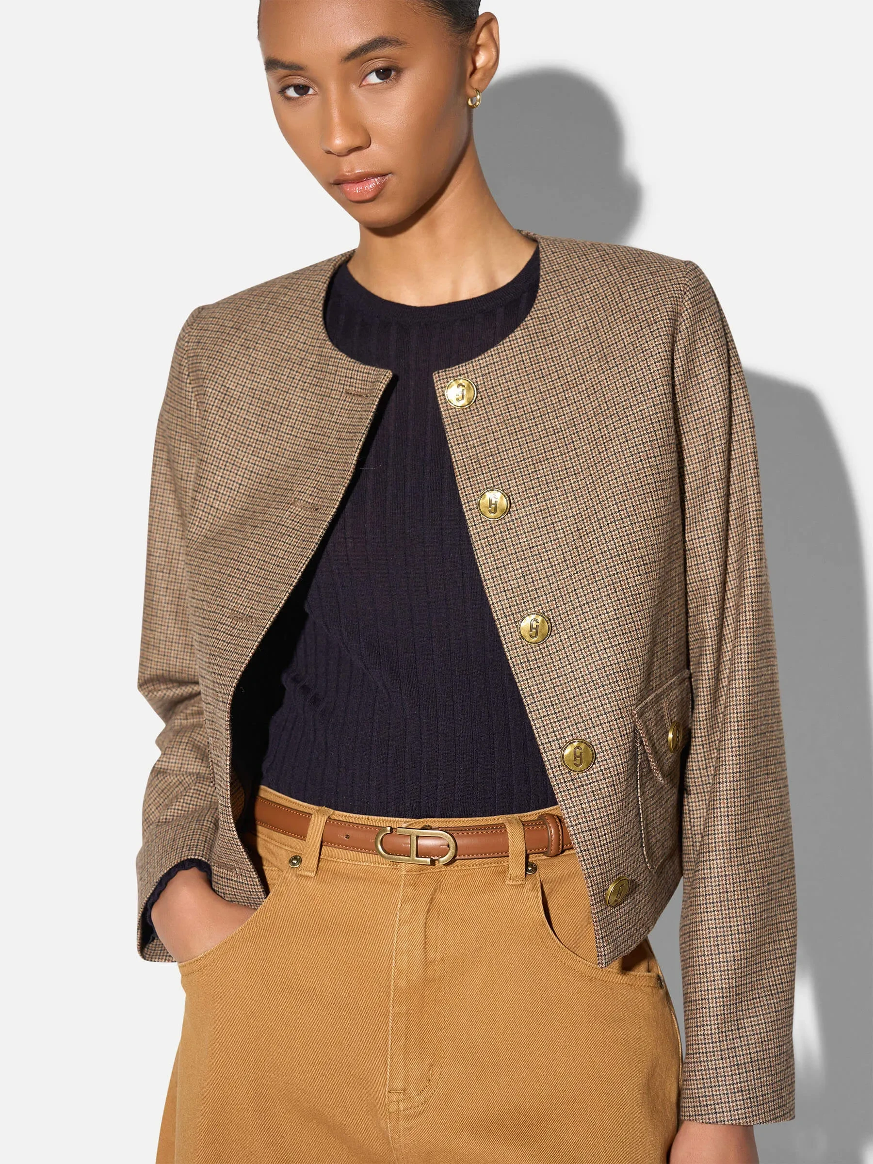 Blazer Dames Jasje Bruin Kleine Ruit Laurent