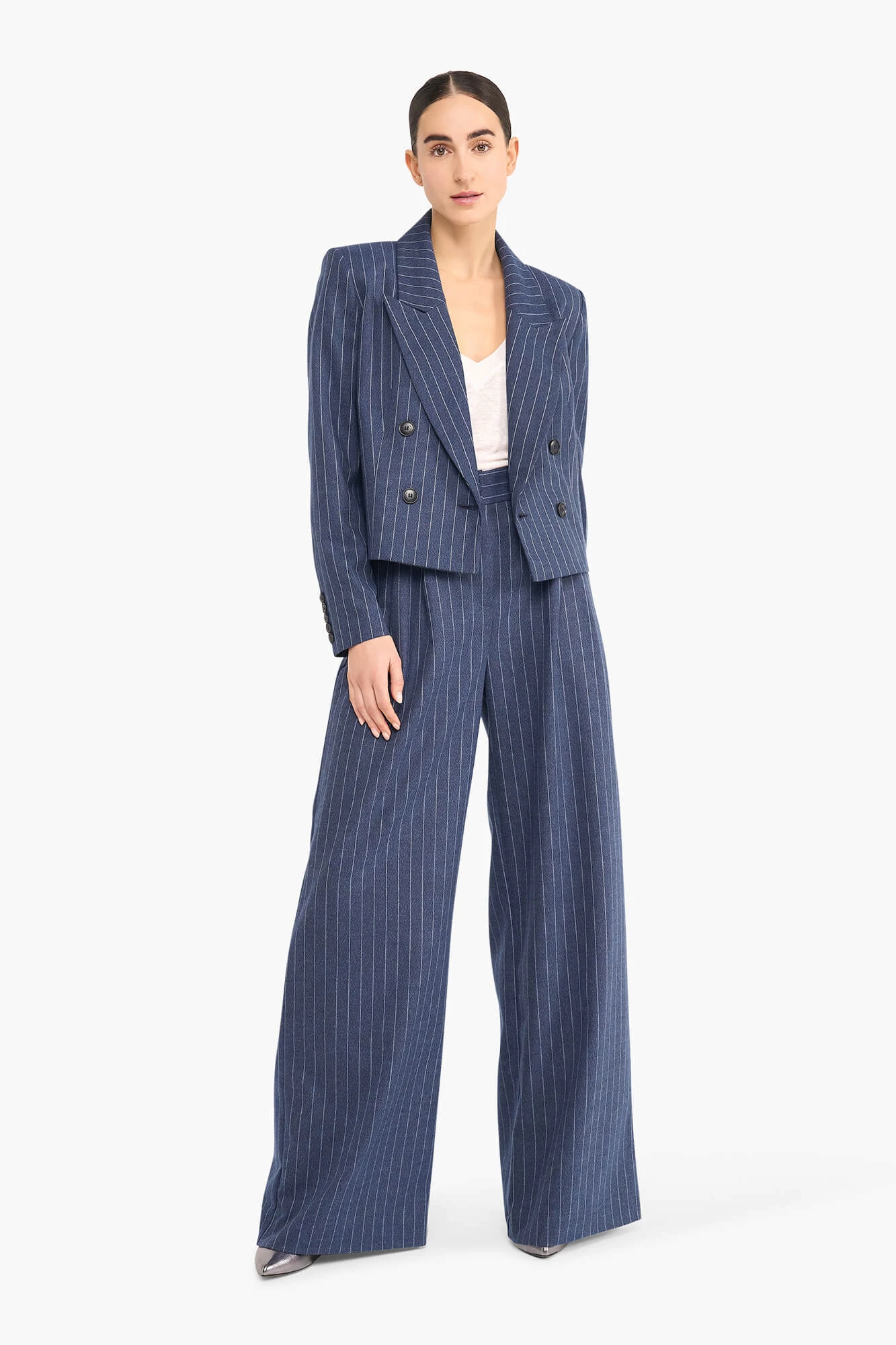 Blazer Dames Kort Stan Blauw Streep