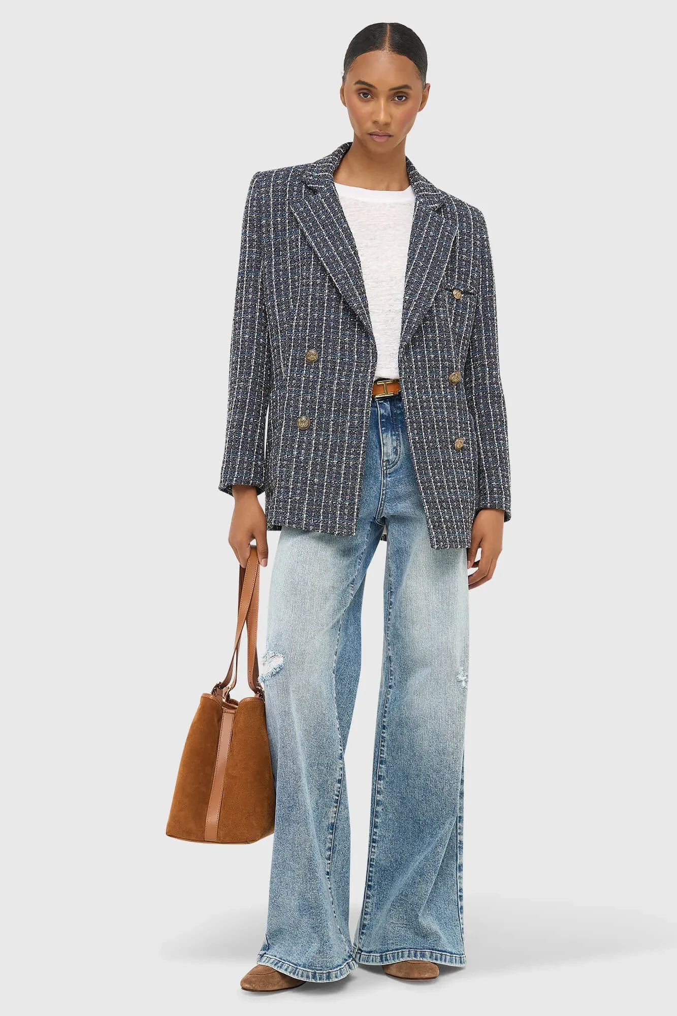 Blazer Dames Tweed Blauw Martin