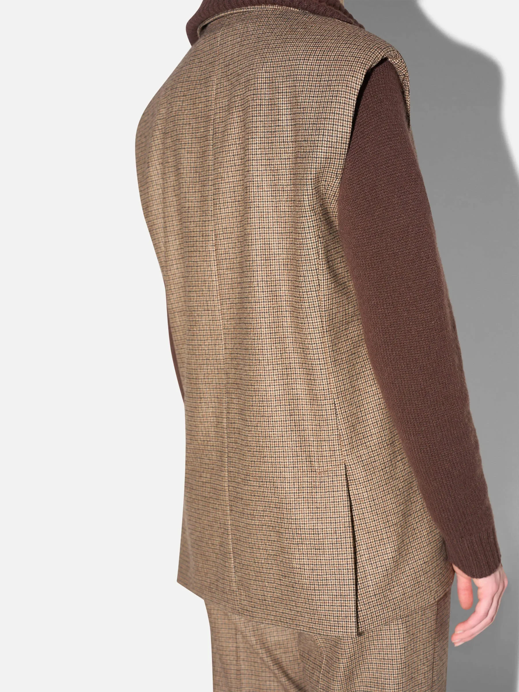Blazer Vest Dames Bruin Kleine Ruit Marvin