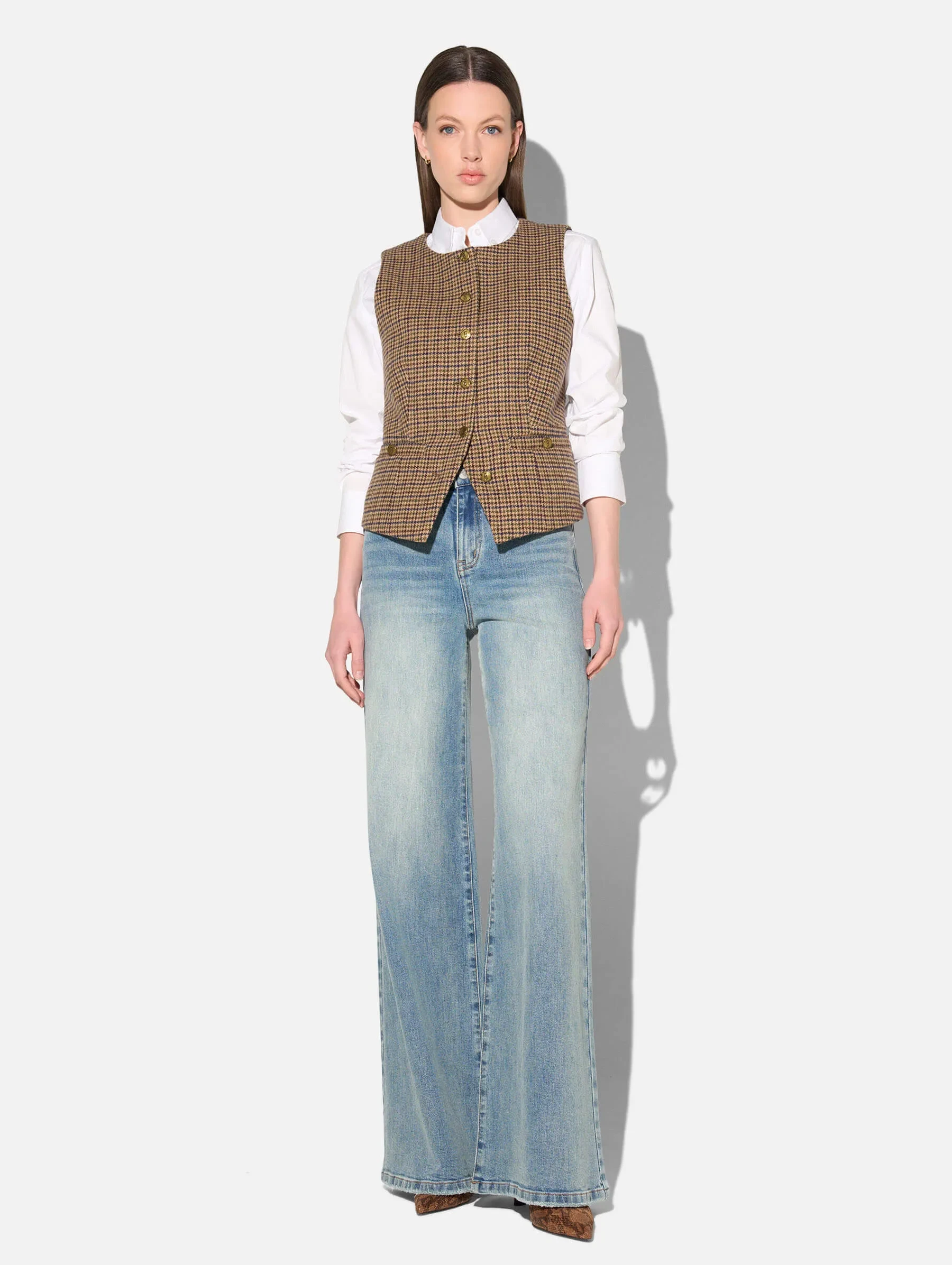 Blazer Vest Dames Bruin Ruit Samson