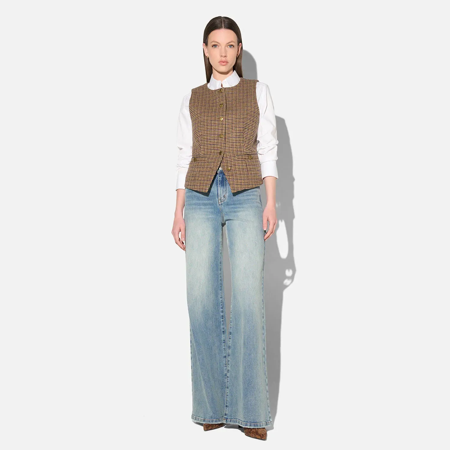 Blazer Vest Dames Bruin Ruit Samson