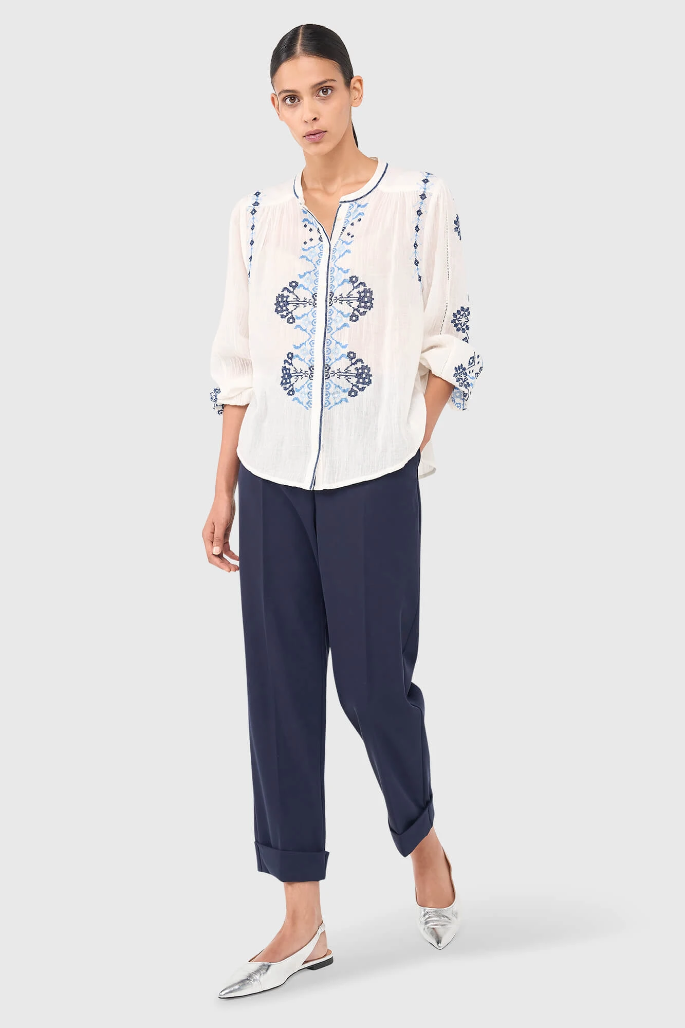Austin Blouse Wit Blauw