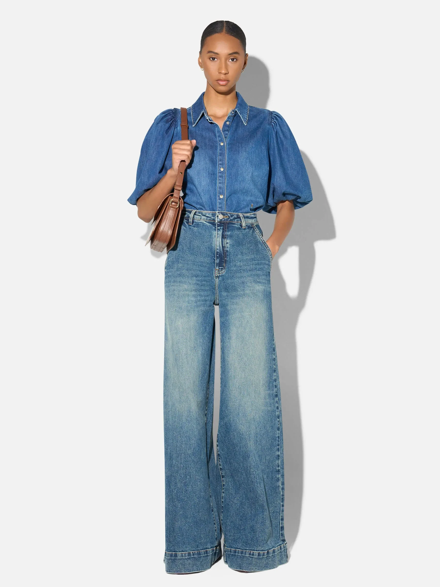 Blouse Dames Denim Pofmouw Lars Blauw 258