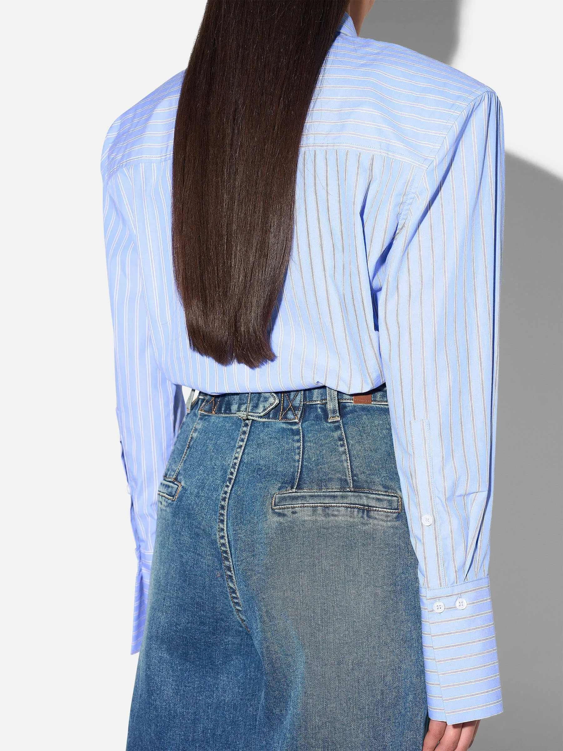 Blouse Dames Katoen Knoopjes Blauw Strepen Rix