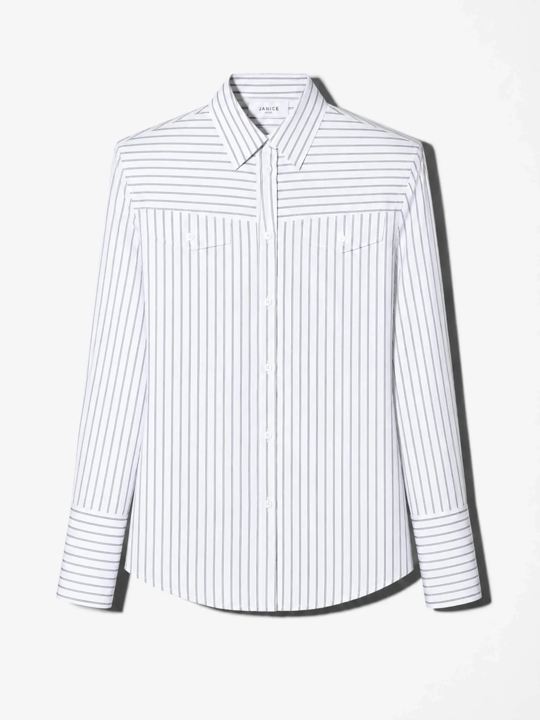 Blouse Dames Katoen Knoopjes Zwart Wit Gestreept Rix