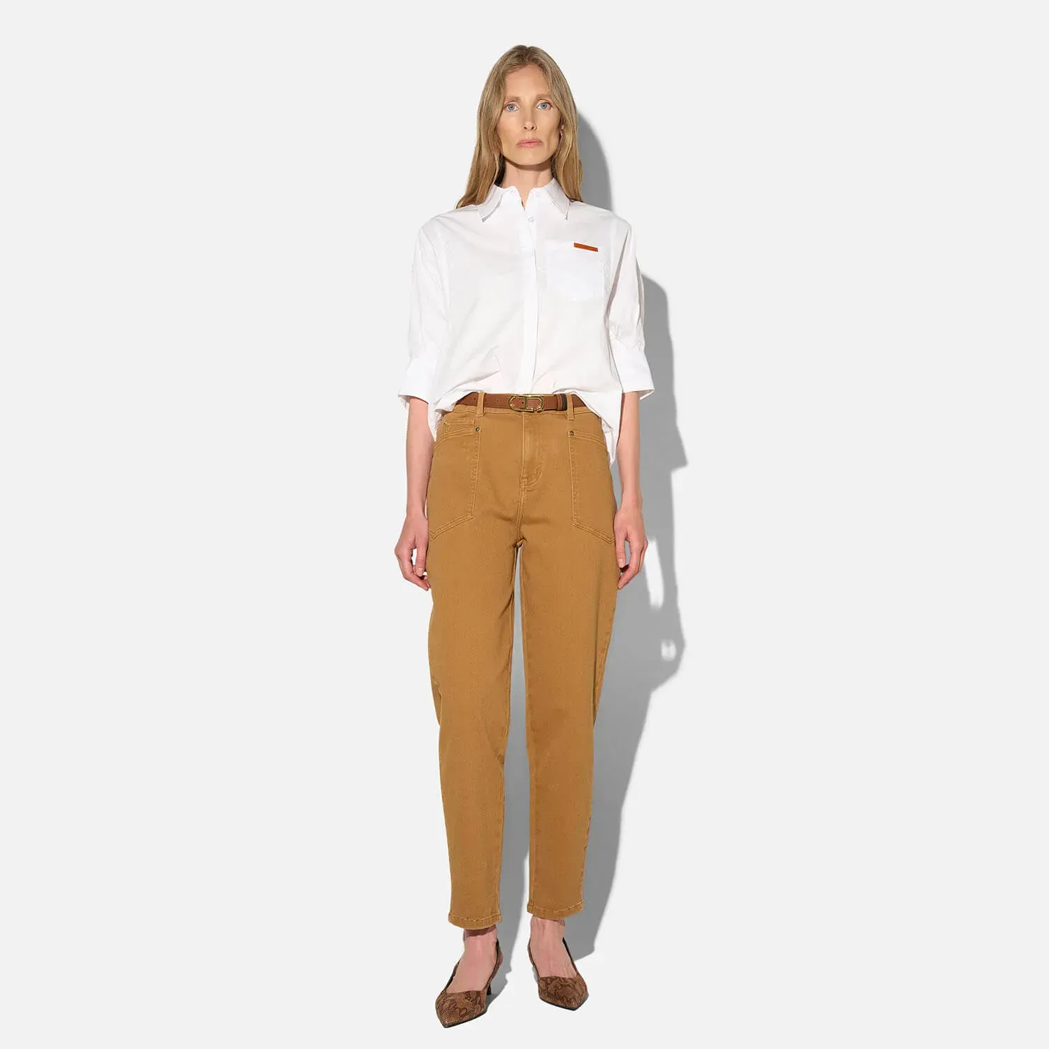 Blouse Dames Korte Mouw Katoen Wit Seattle