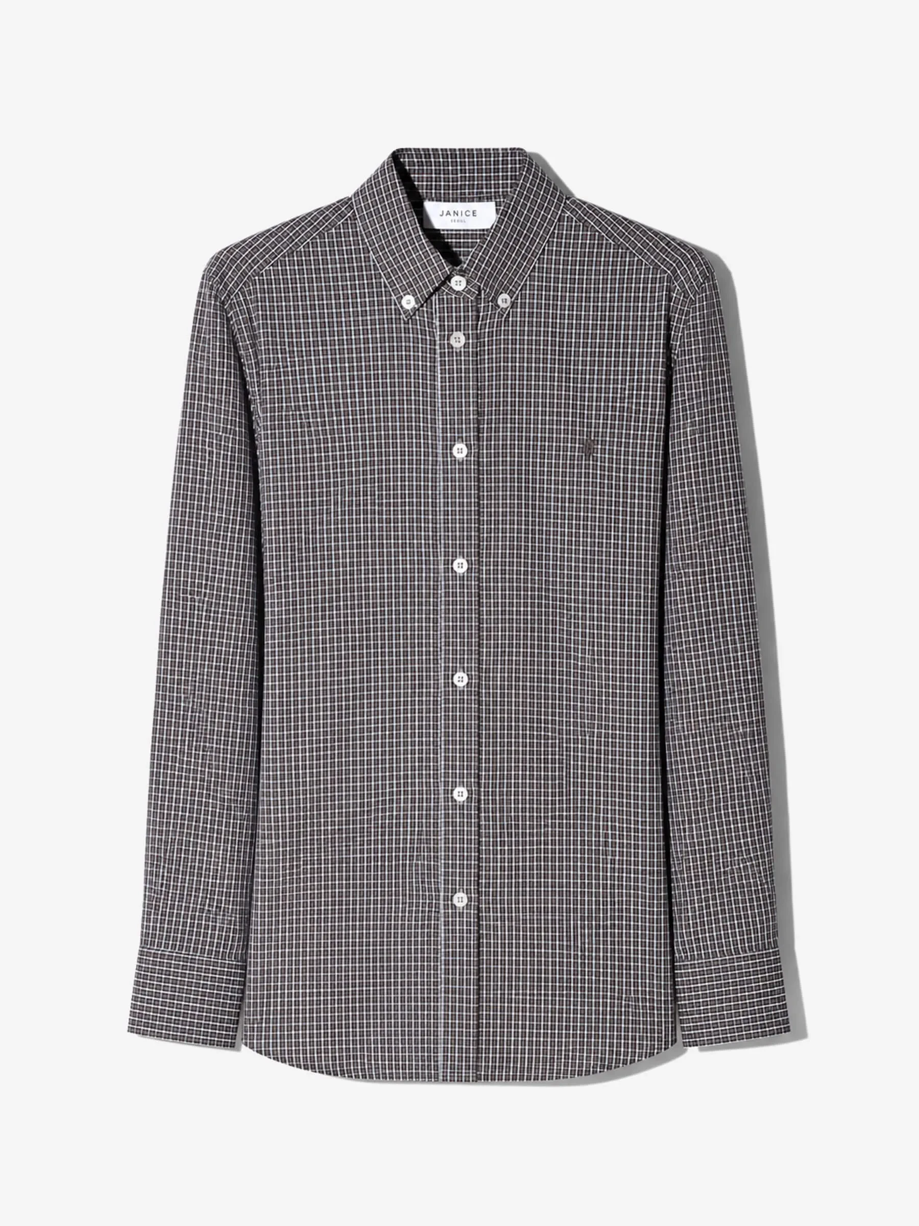 Blouse Dames Ruiten Katoen Knoopjes Clint Zwart