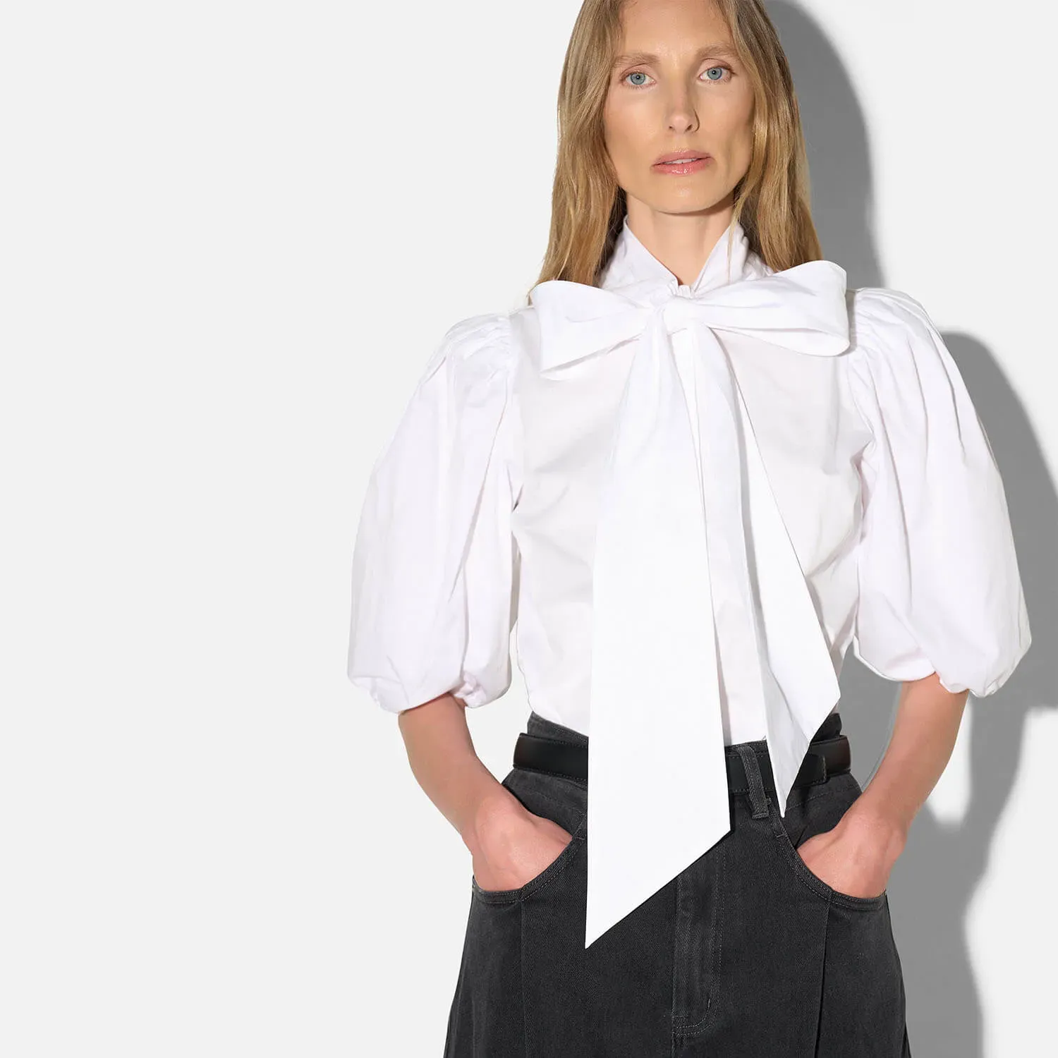 Blouse Dames Strik Katoen Wit Lars