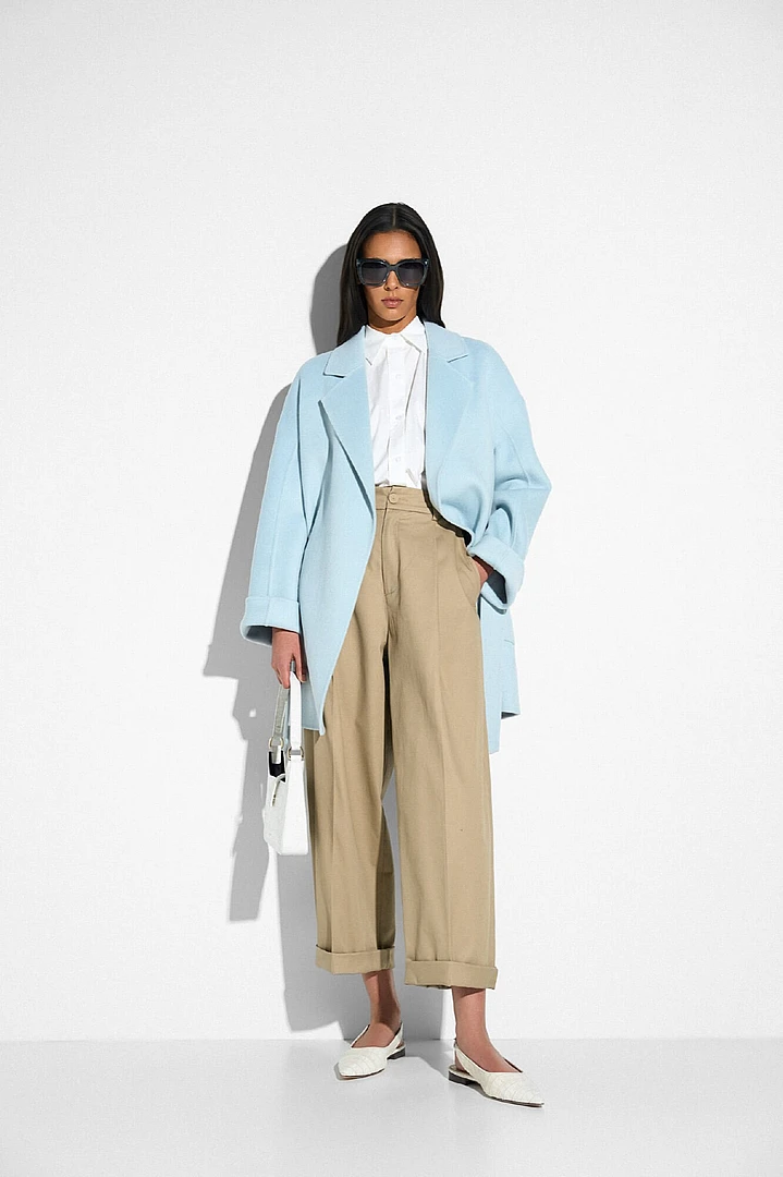 Cashmere Dames Jas Double Face Calvin Blauw