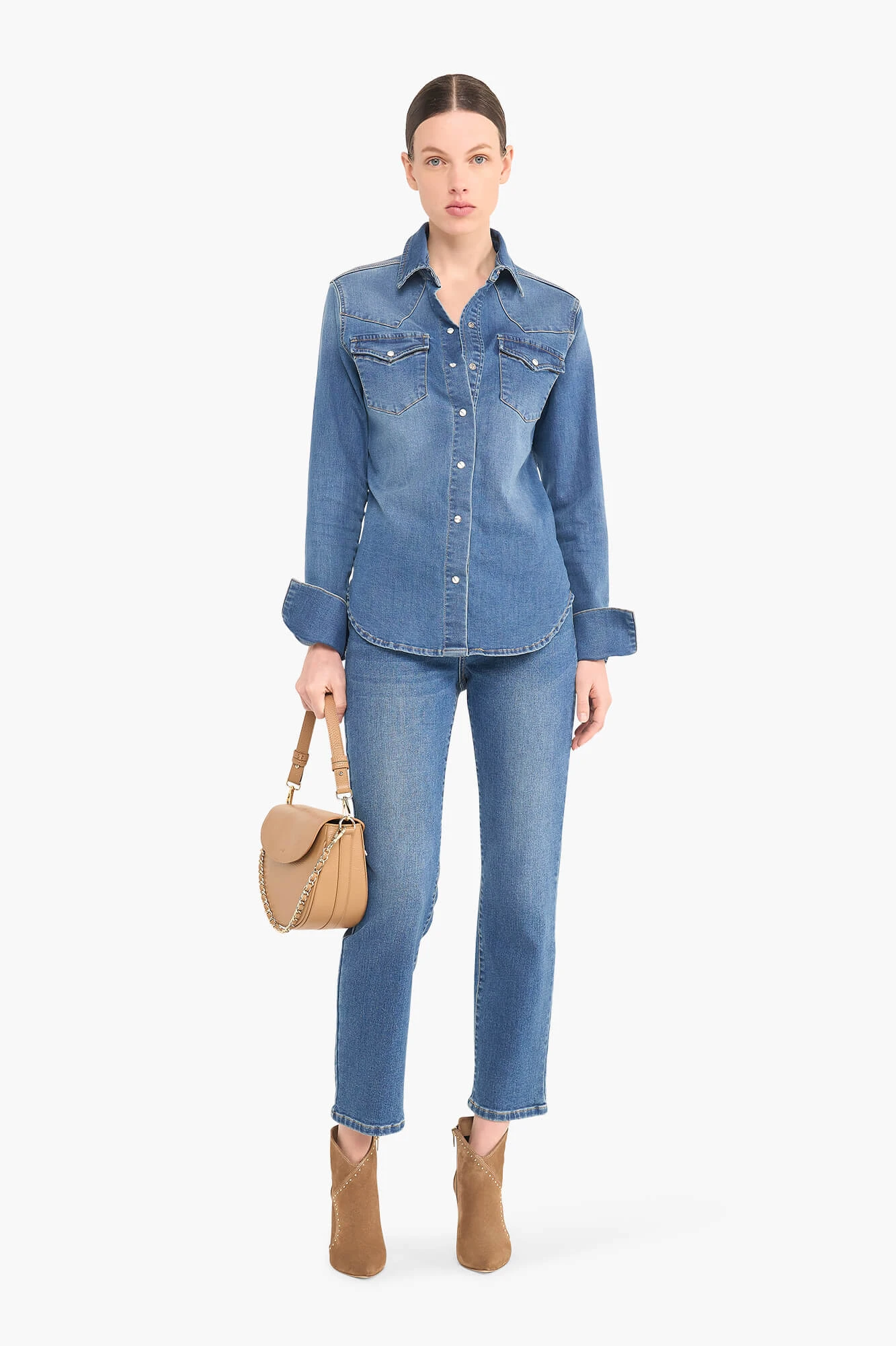 Denim Blouse Getailleerd Stretch Levi Blauw