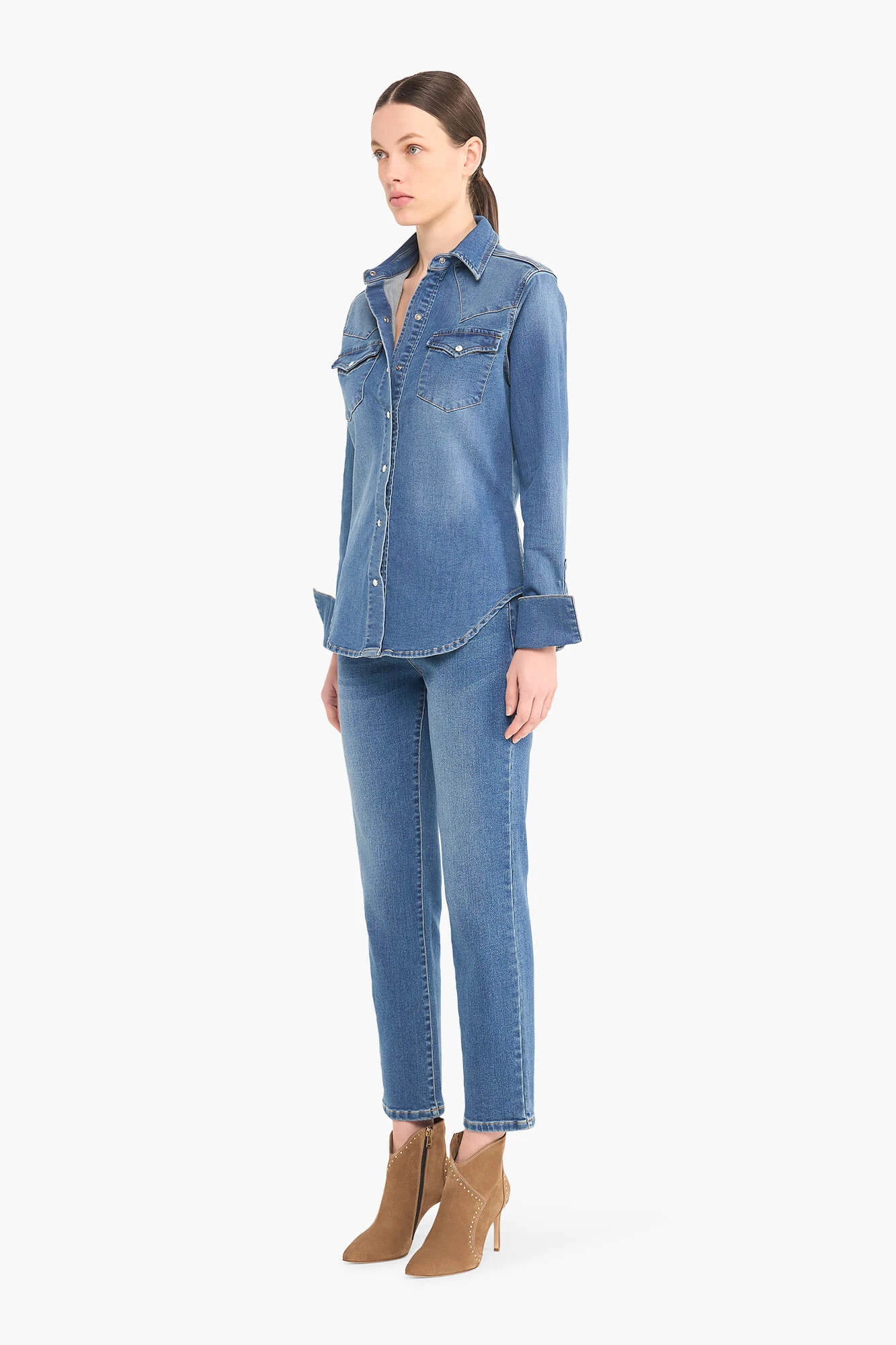 Denim Blouse Getailleerd Stretch Levi Blauw