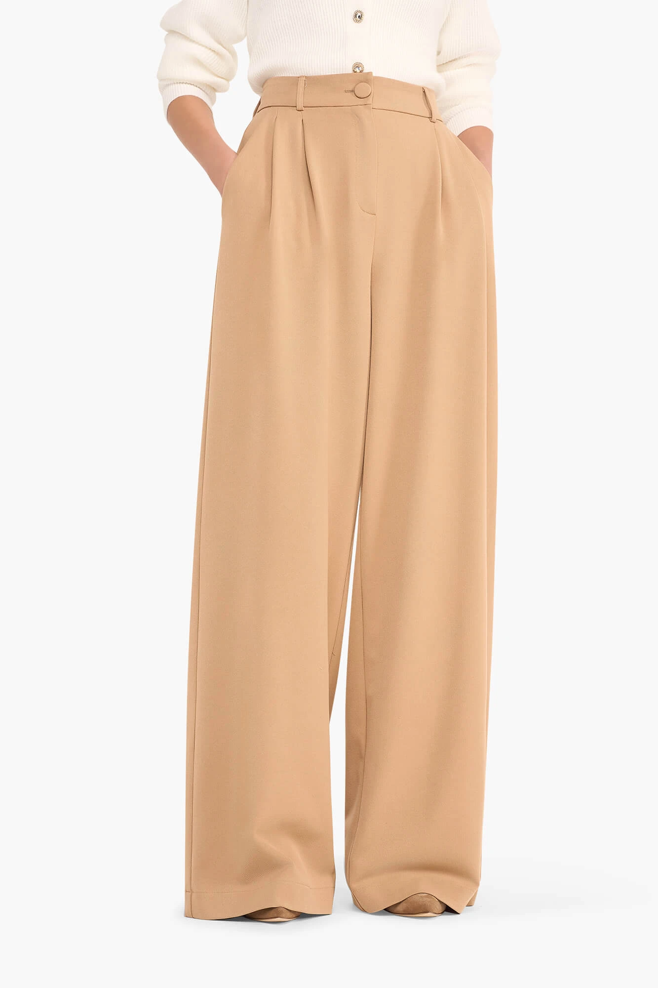 Broek Dames Wijde Pijp Dollar Beige