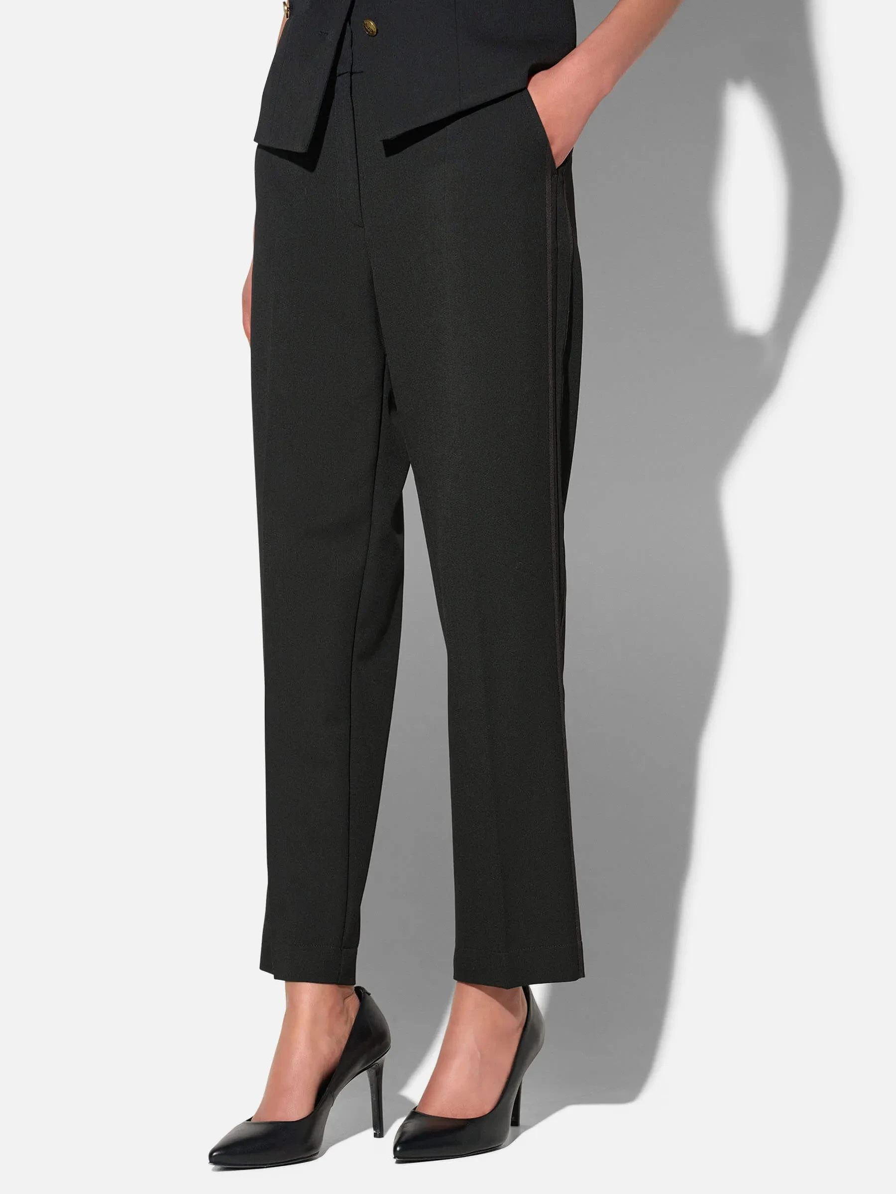 Broek Dames Rechte Pijp Cropped Zwart Sean
