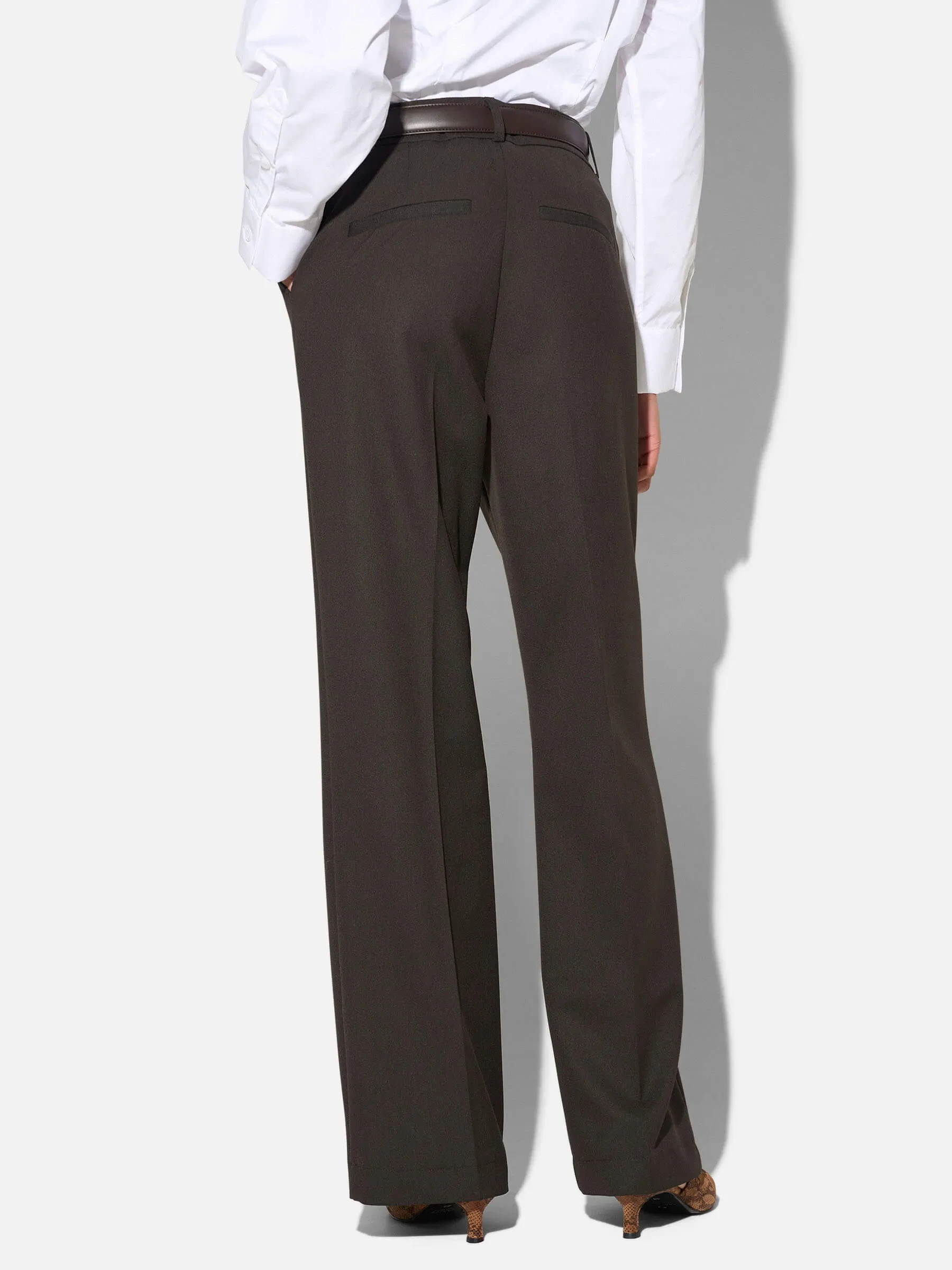 Broek Dames Rechte Wijde Pijp Bruin Emil
