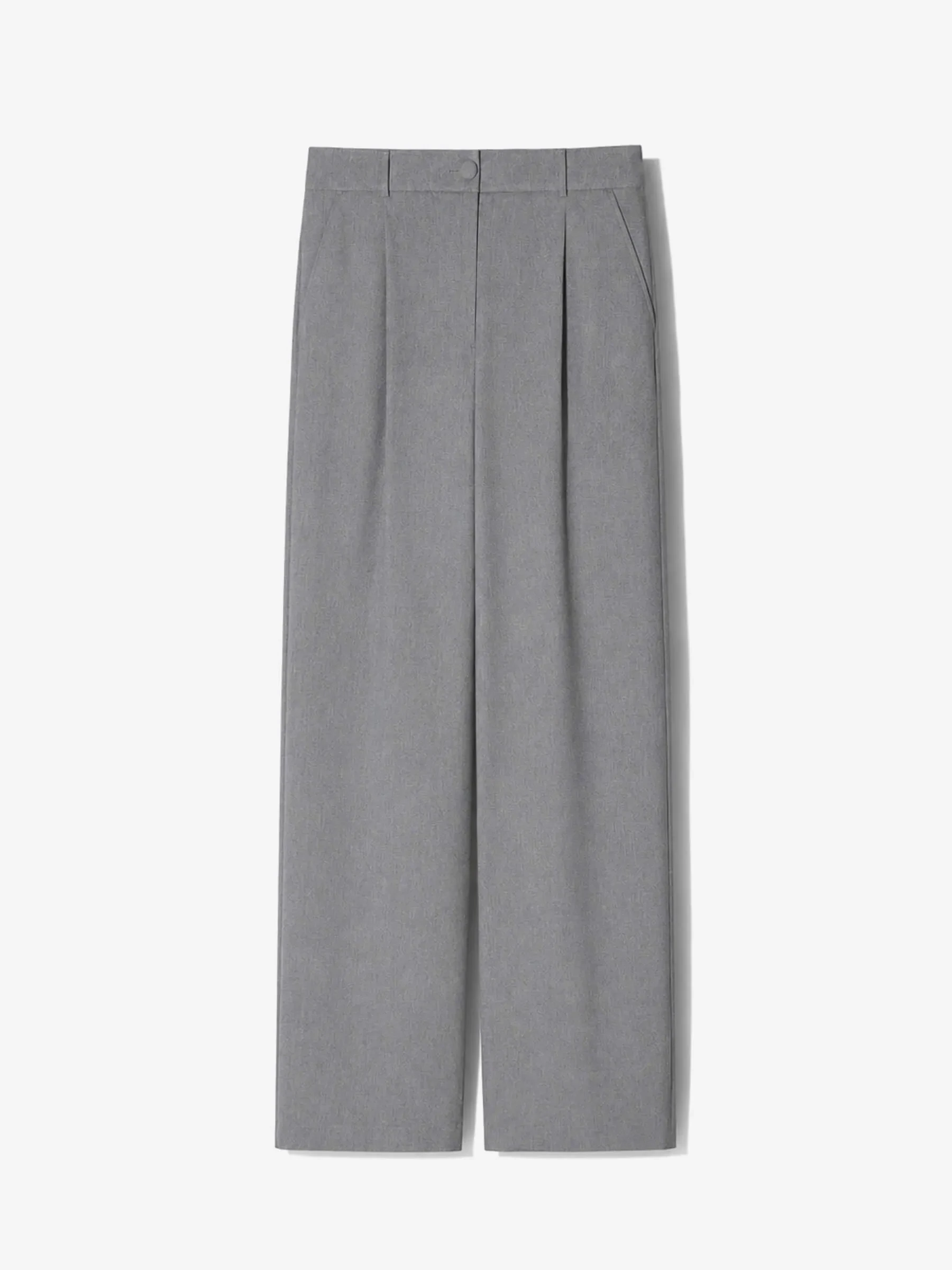 Broek Dames Rechte Wijde Pijp Grijs Mel