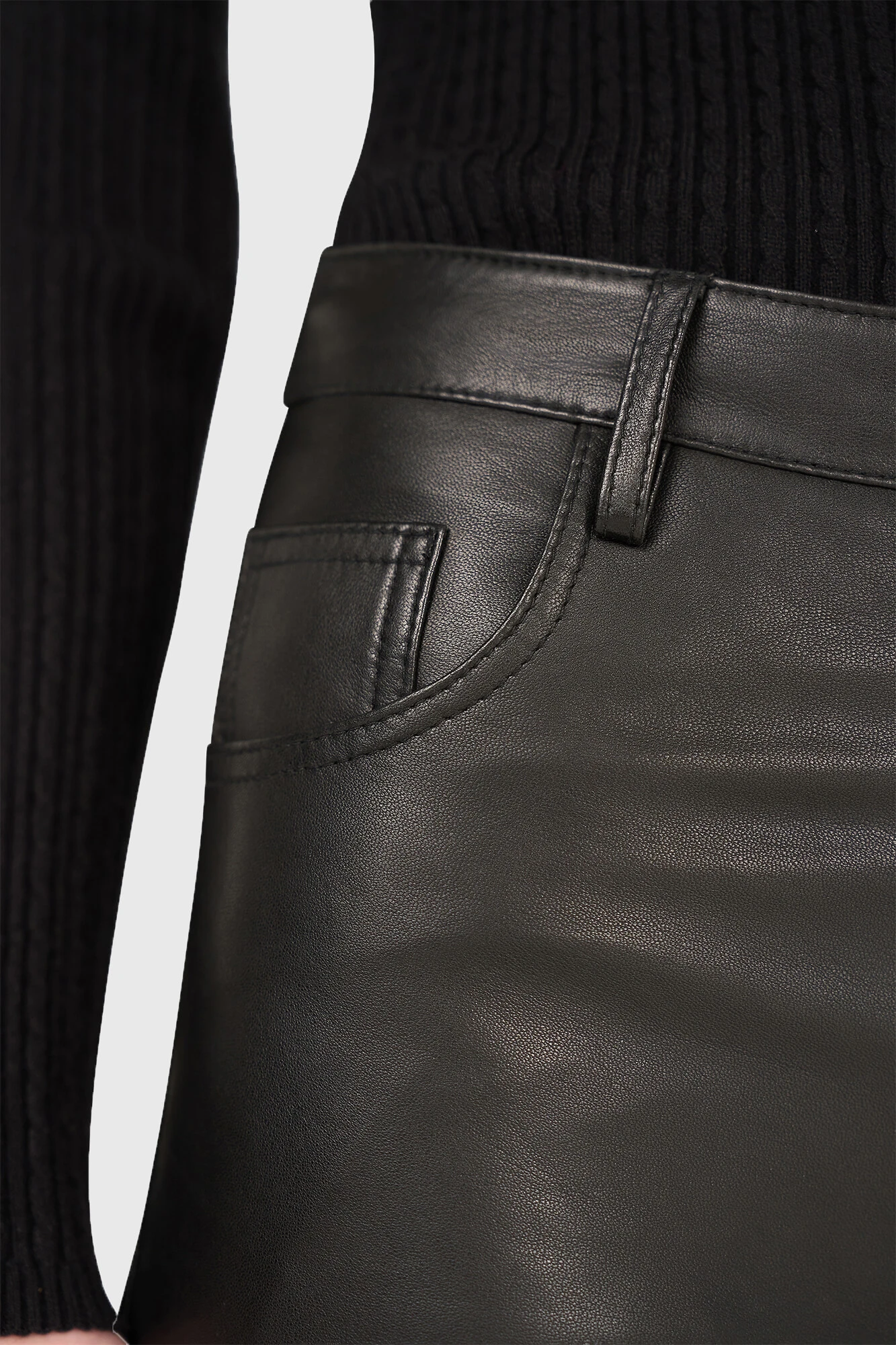 Leren Broek Dames Rechte Pijp Jason Zwart