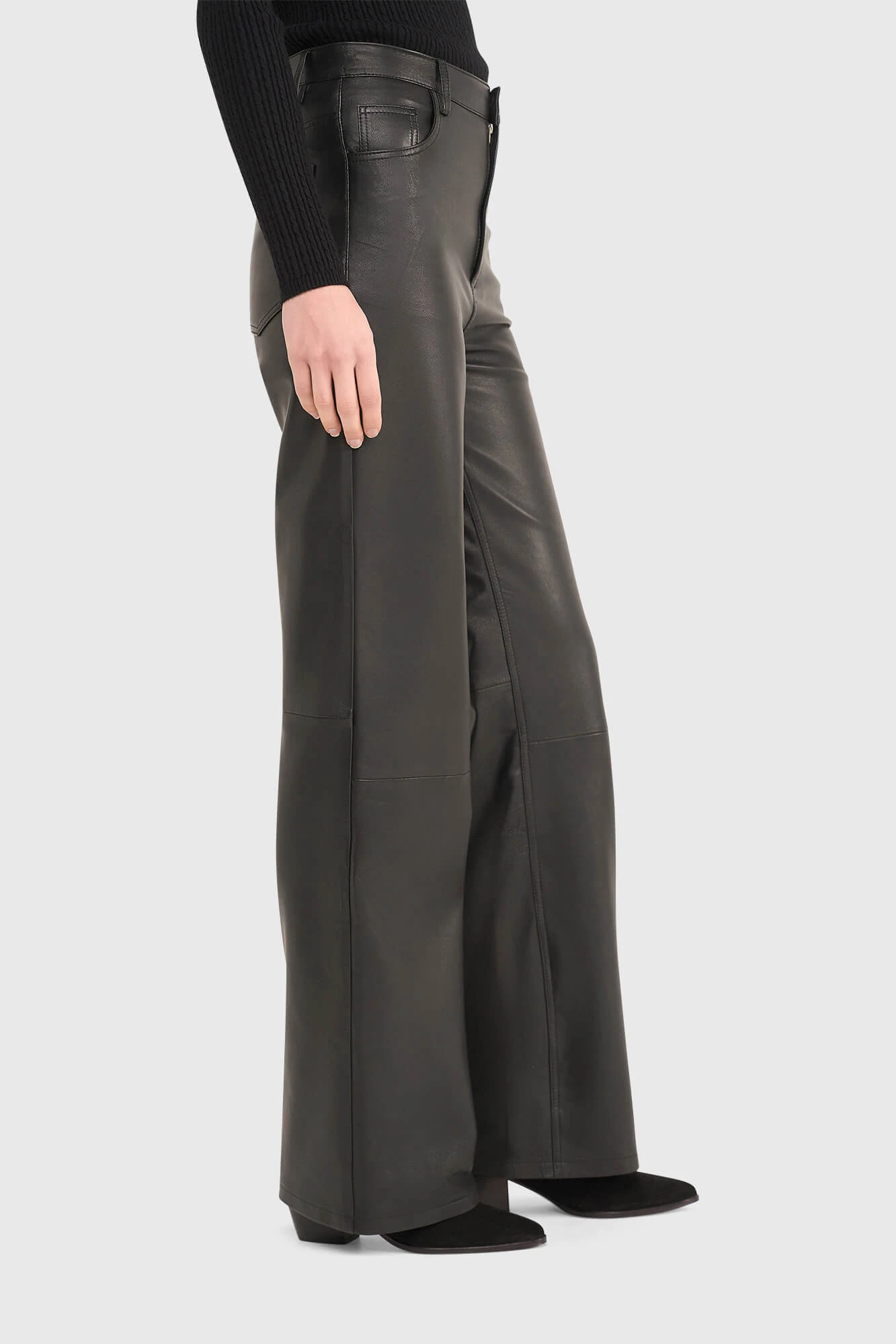 Leren Broek Dames Rechte Pijp Jason Zwart