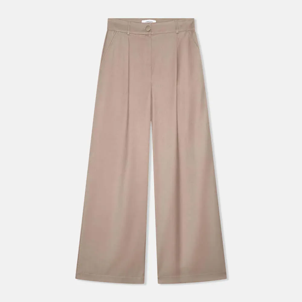 Broek Dames Wijde Pijp Bruin Mel