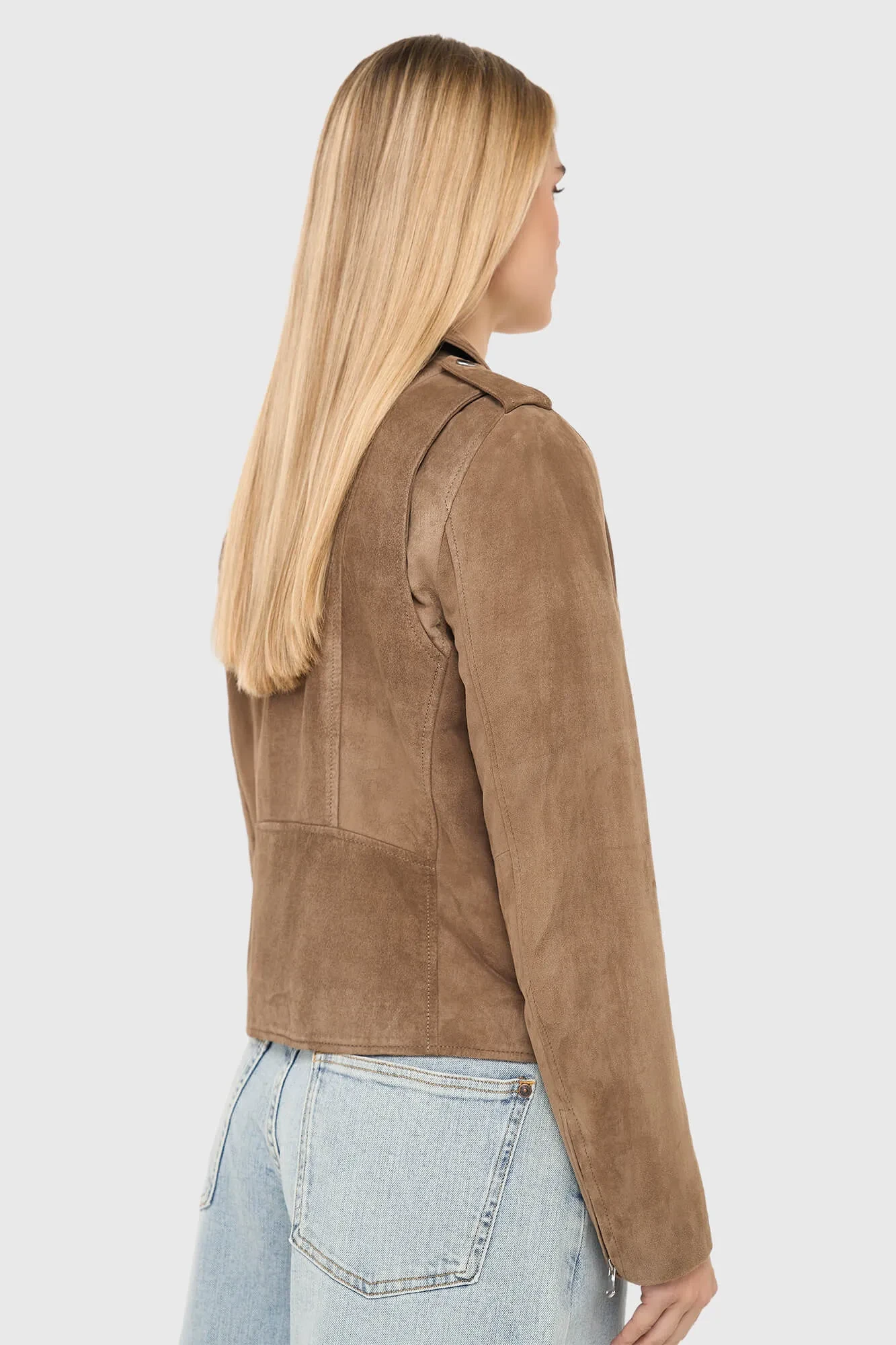 Bruin Leren Suede Biker Jack Burke