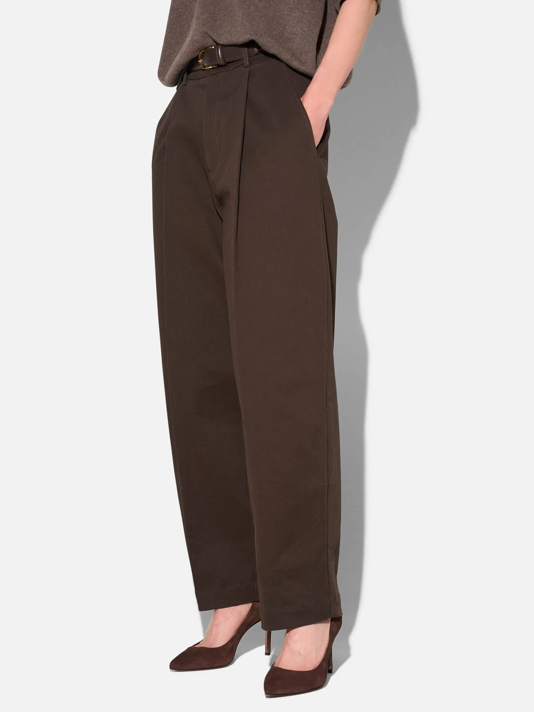 Bruine Katoenen Paperbag Broek Steekzakken Barrel Balti
