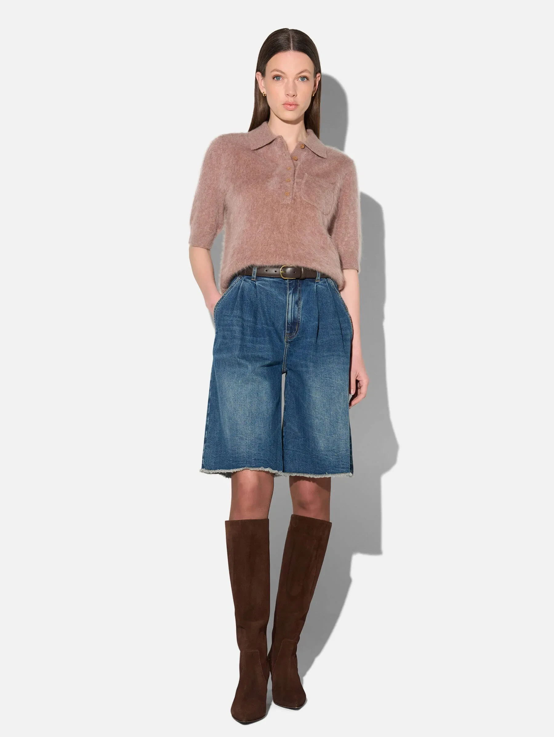 Brushed Cashmere Dames Polo Truitje Rebel Taupe