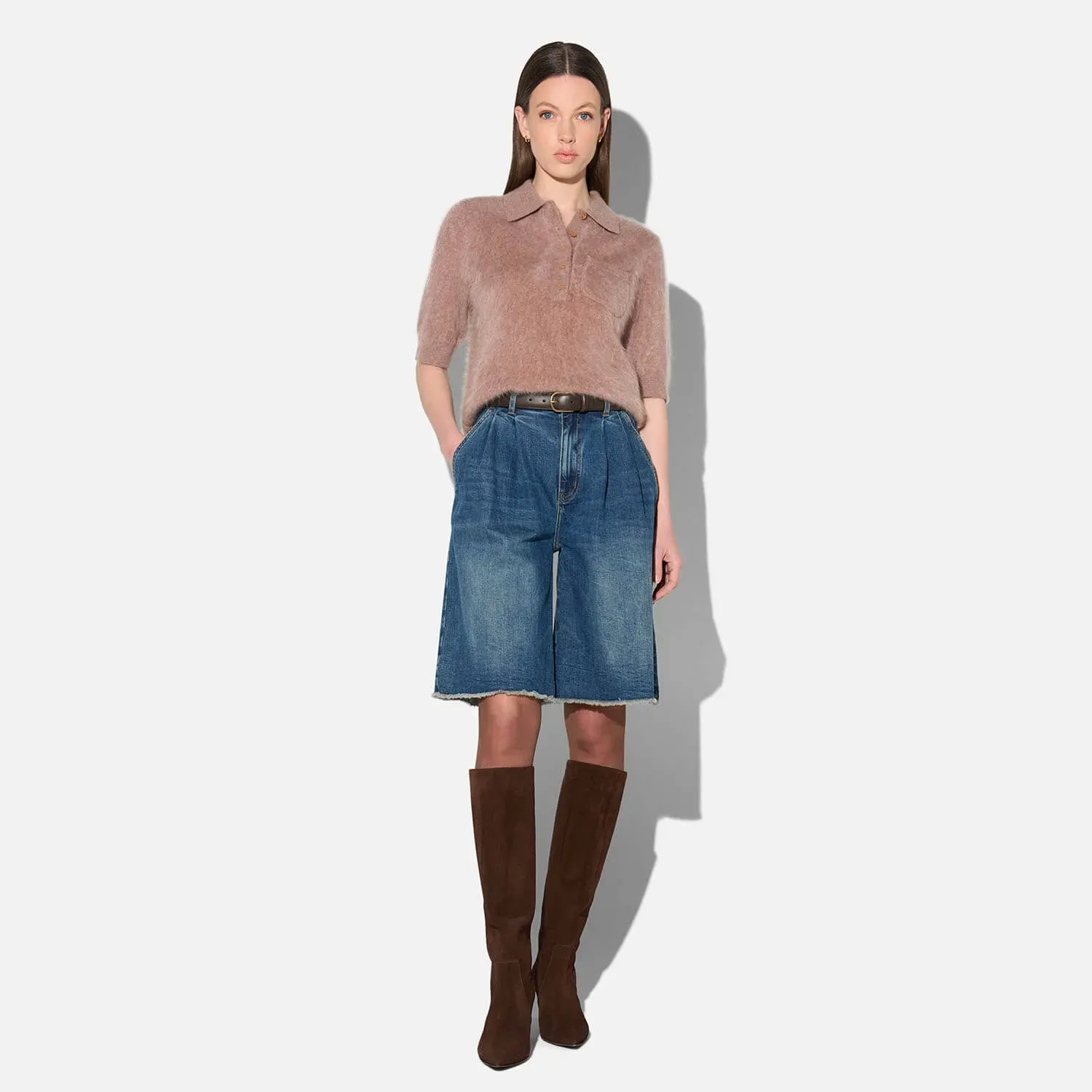 Brushed Cashmere Dames Polo Truitje Rebel Taupe