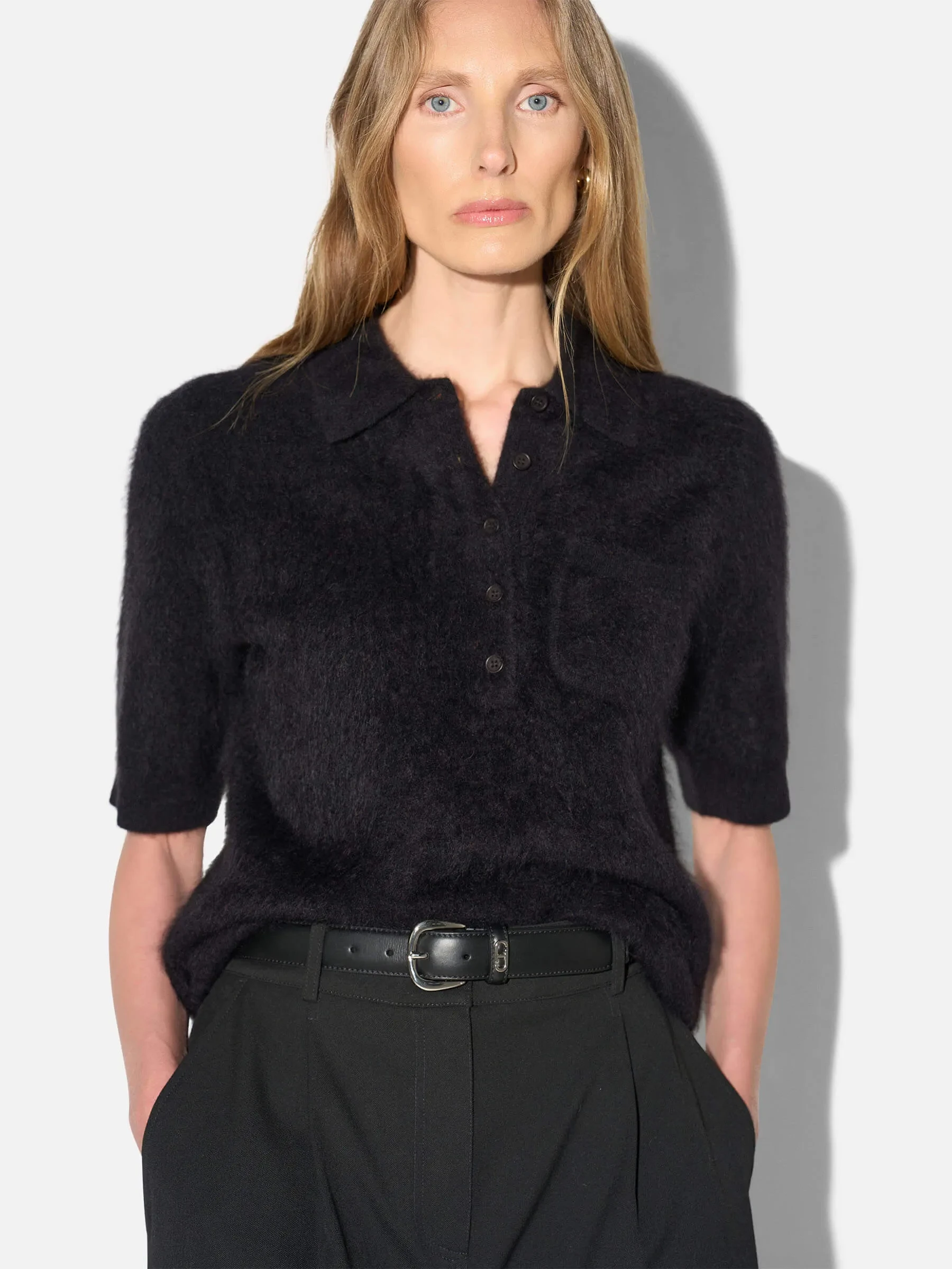 Brushed Cashmere Dames Polo Truitje Rebel Zwart