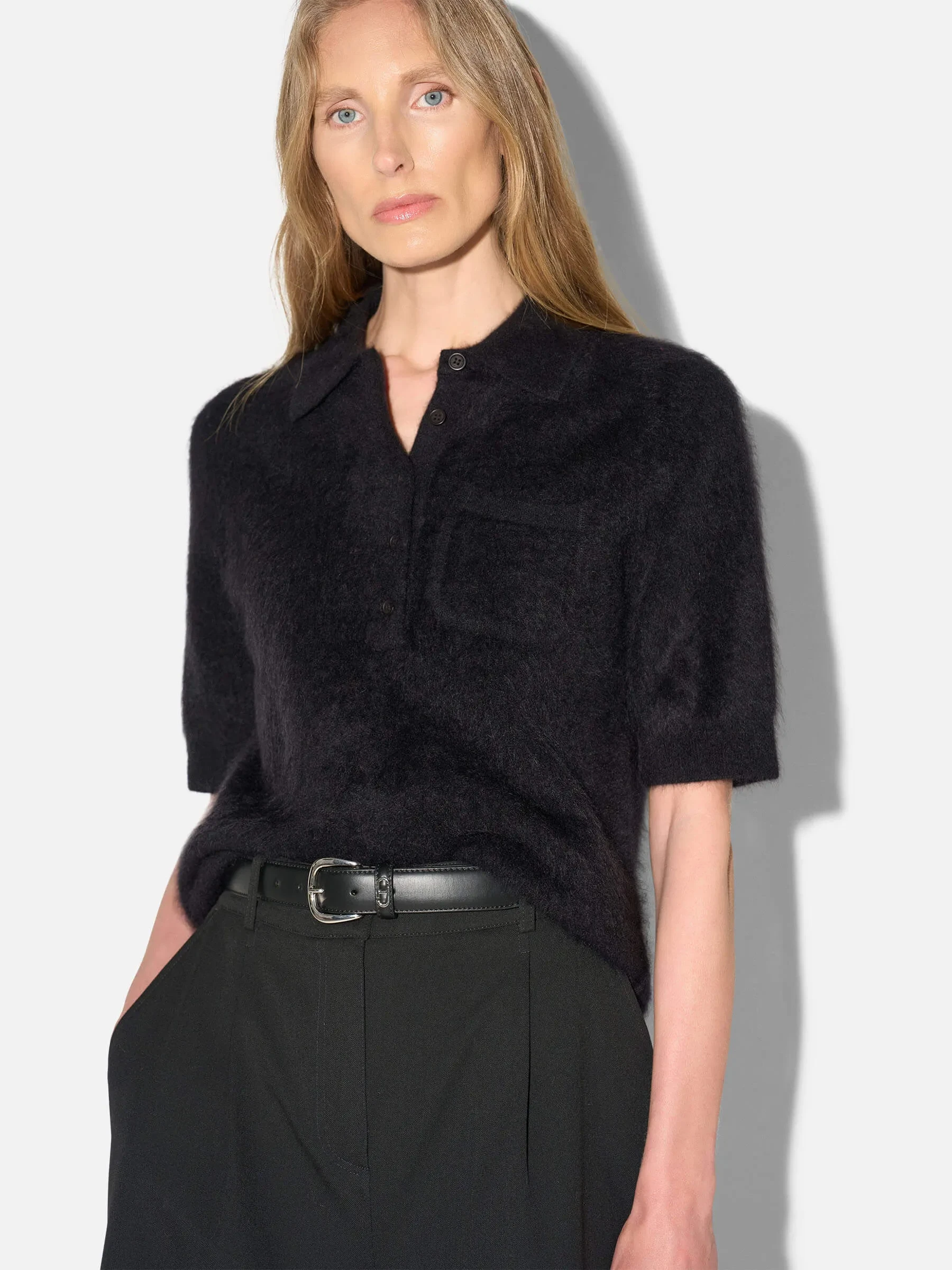 Brushed Cashmere Dames Polo Truitje Rebel Zwart